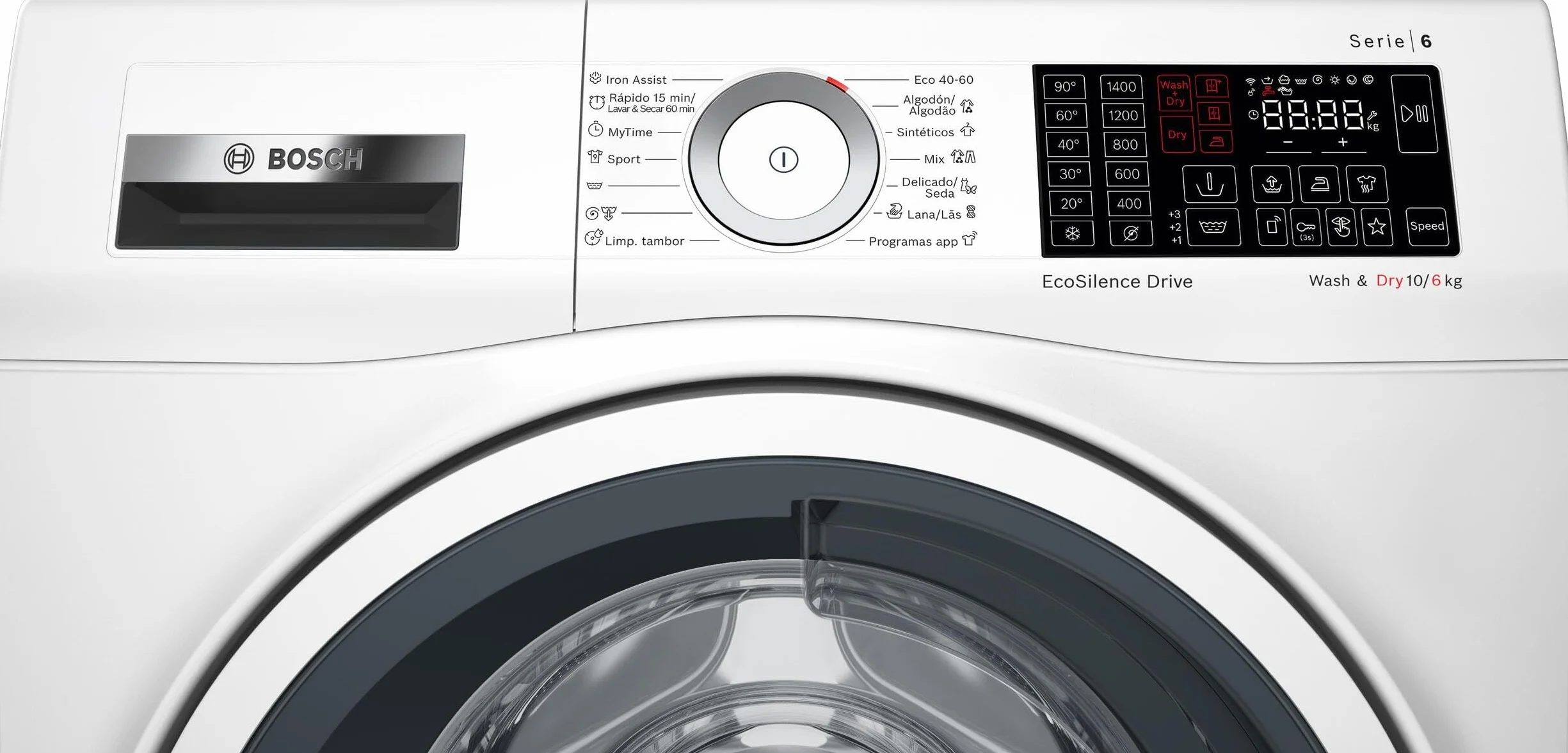 Bosch - Lavadora-secadora 10/6 kg, Serie 6, AutoDry, DirectSelect, Iron Assist, blanco, WDU8H541ES