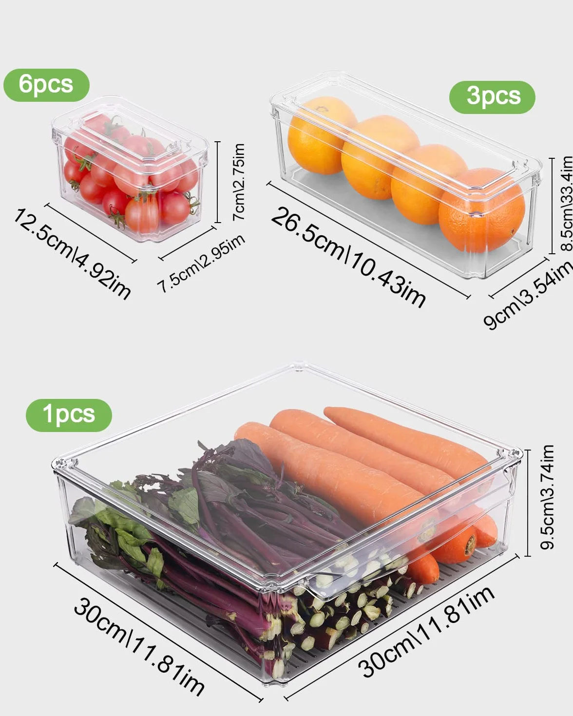Organizador frigorifico Juego de 10,Recipiente para Guardar Alimentos Organizadores de Nevera Caja de Almacenaje Caja de plástico para 10 latas de Bebida, Organizador de Nevera, Transparente
