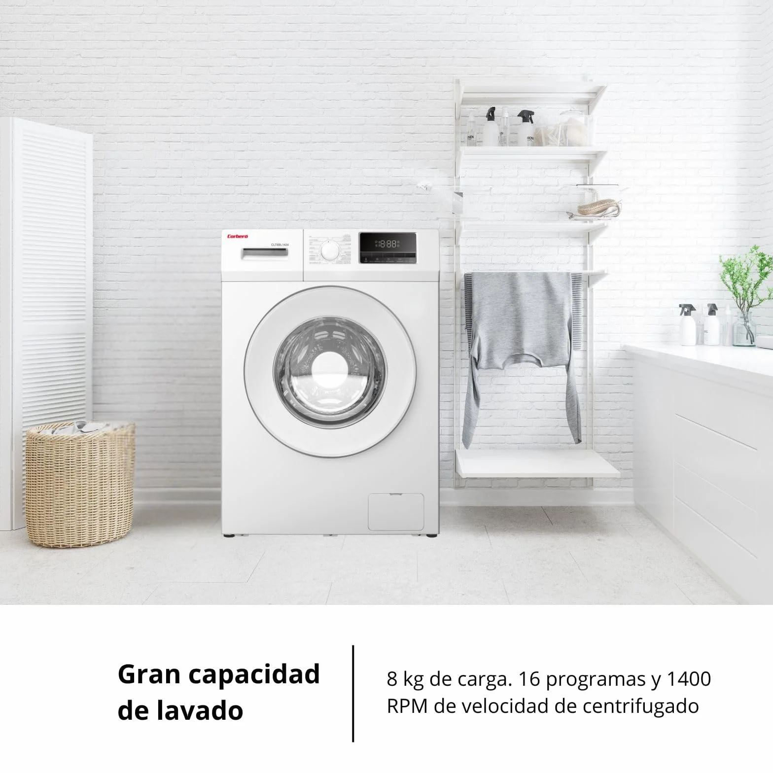 Corberó Lavadora Carga Frontal 8kg 1400 Rpm Motor Inverter CLT8BL1424 Blanco