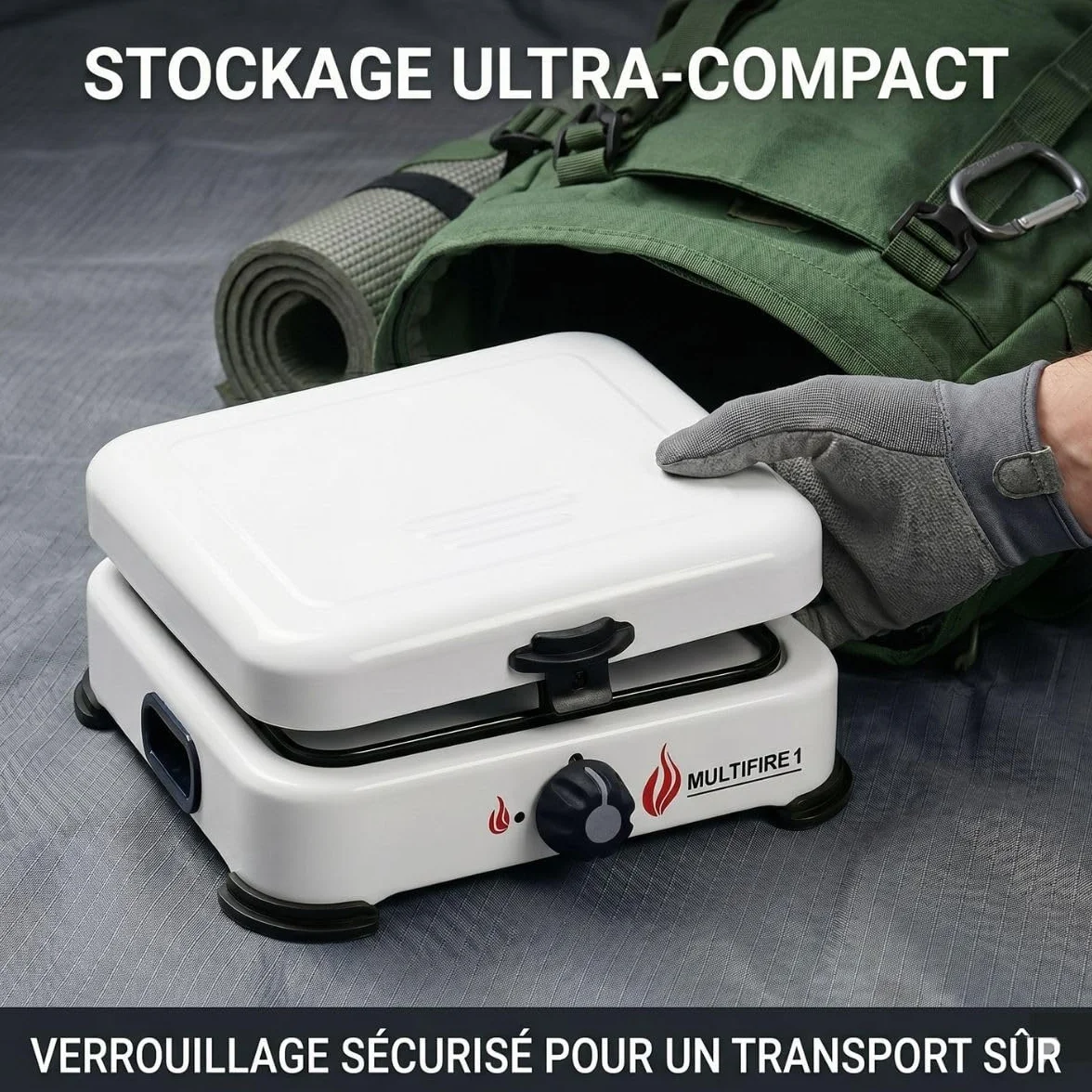 INTEC - Cocina de gas portátil de 1 quemador 1500W Cocina de gas butano o propano Tapa lacada blanca