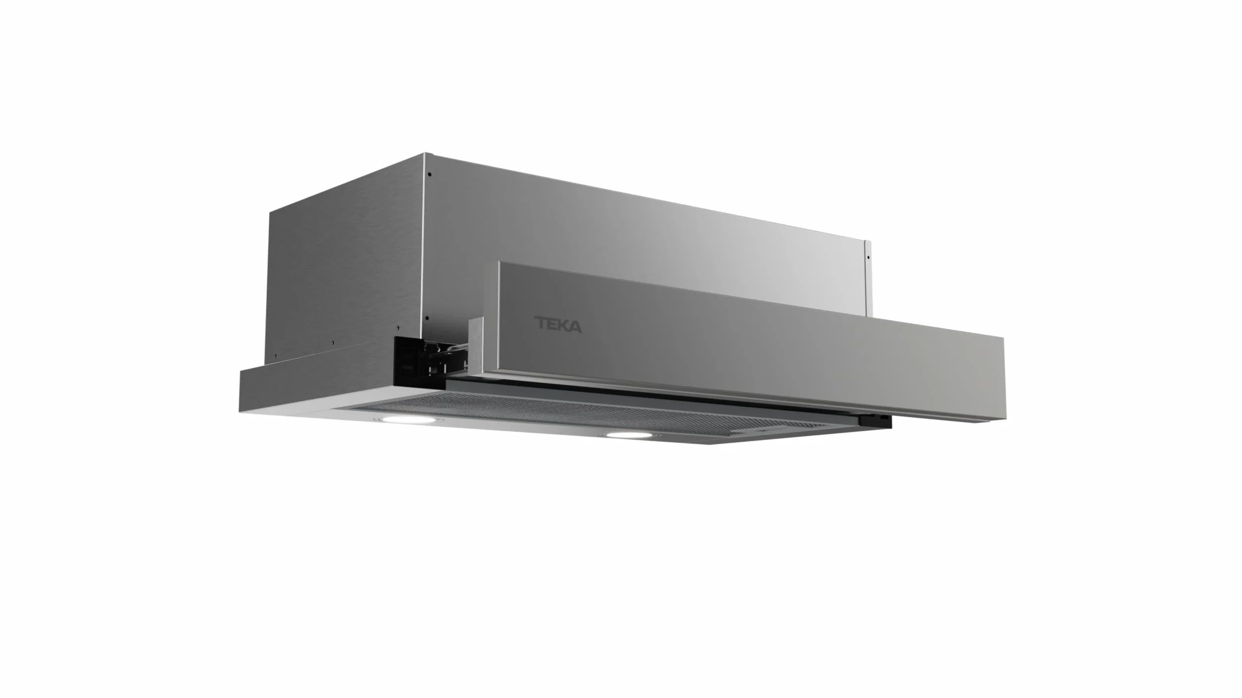 Teka - Campana Extractora Extensible 60 cm con 2 Motores, Frente Extraíble y Sustituible, 2 Velocidades, 2 Lámparas LED, Recirculación Frontal, Acero Inoxidable, PLR 6320