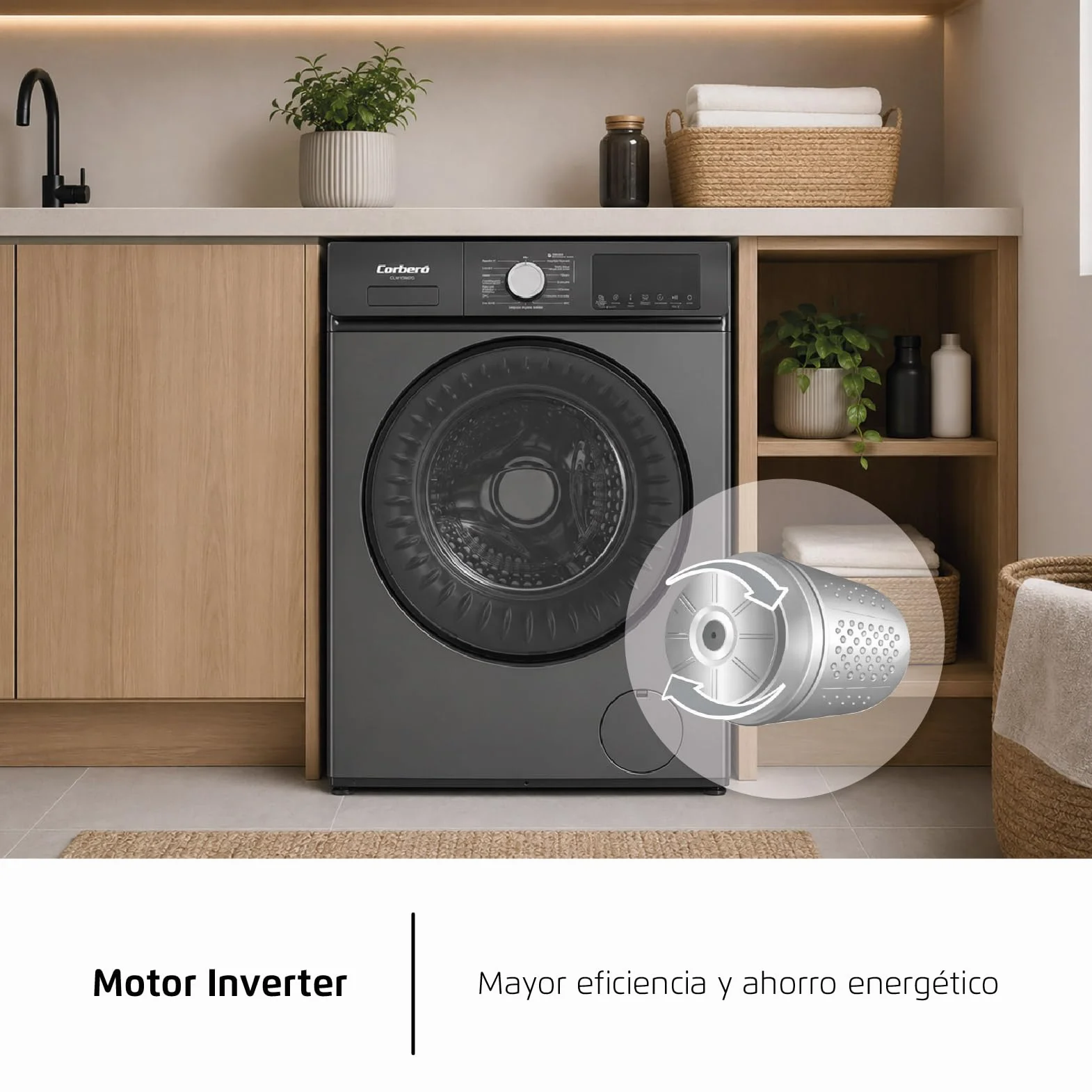 Corberó Lavadora 8 kg 1200 rpm CLW8606DG Motor Inverter Gris Oscuro