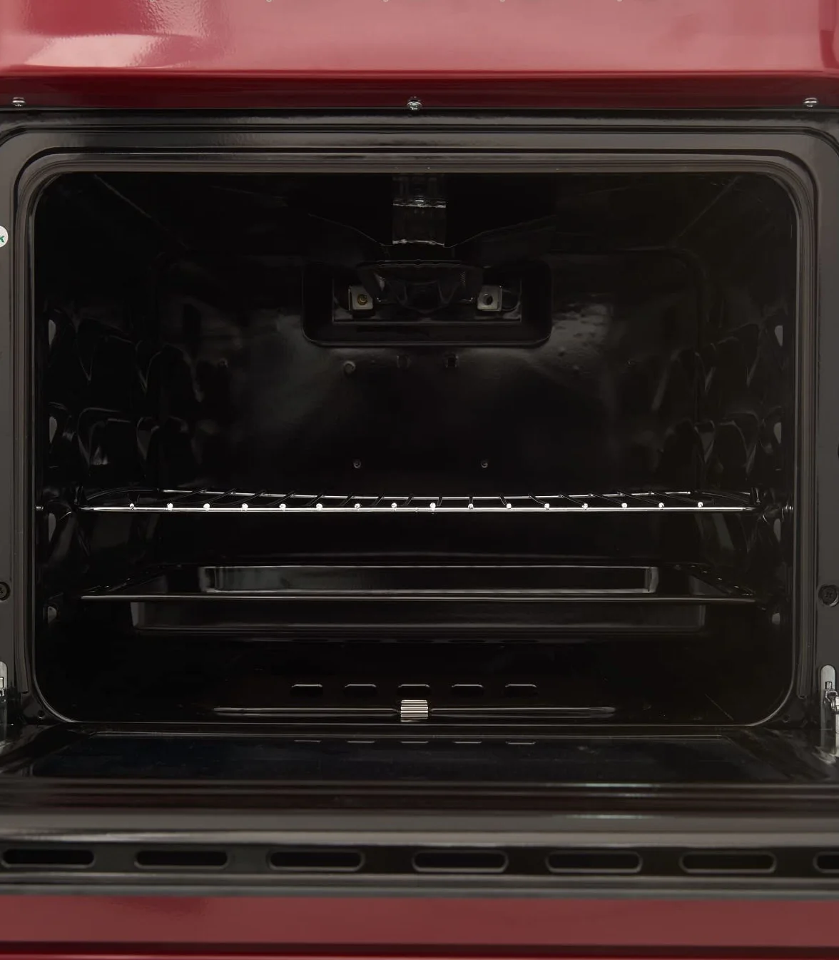 COCINA VITROCERÁMICA CON HORNO ELECTRICO SOLTHERMIC ROJO BURDEOS ACABADOS DORADOS/50 CM ancho, 3 FUEGOS/HORNO ELECTRICO