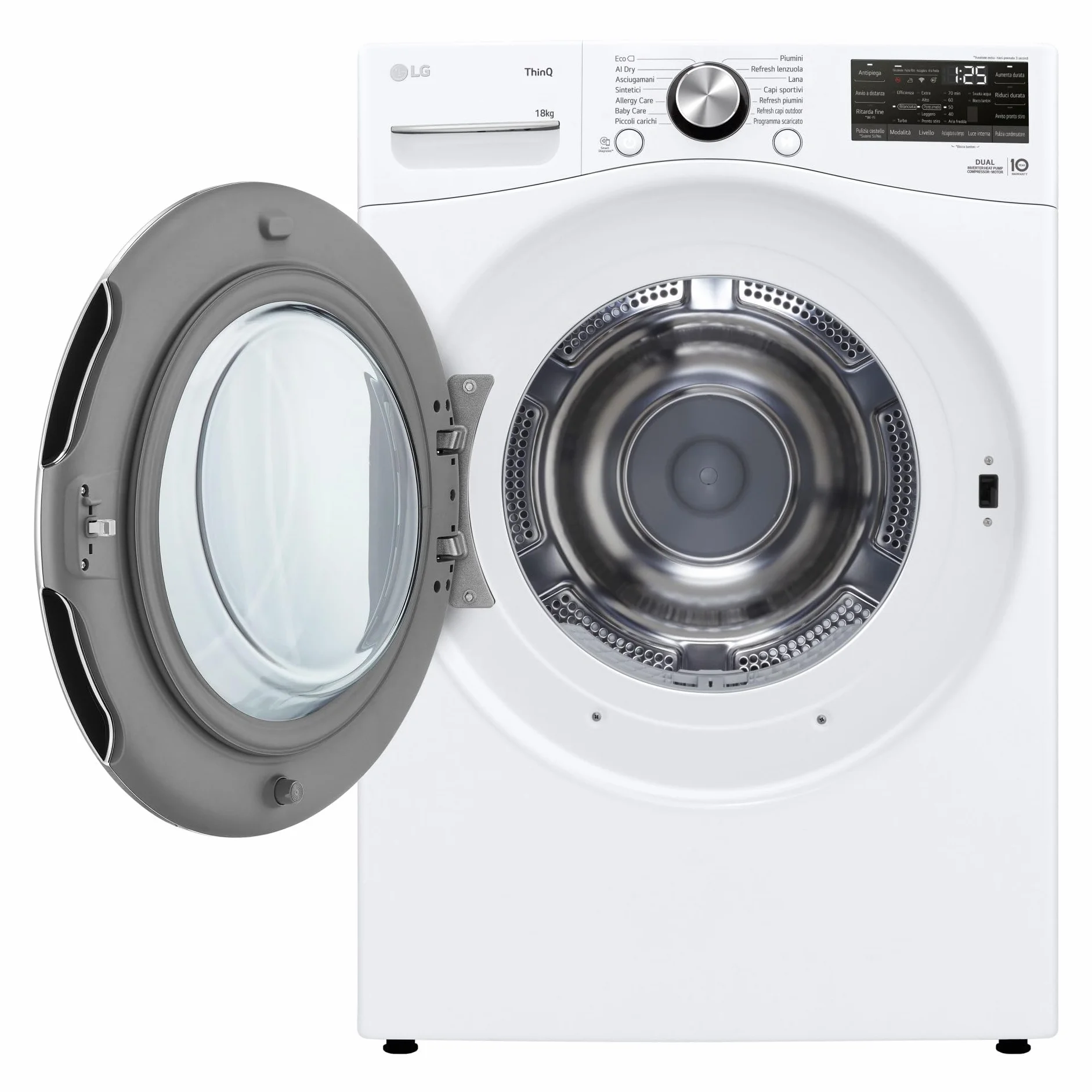LG RH18U8AVCW - Secadora Smart de 18 kg, serie U8, clase A+++, bomba de calor Dual Inverter, motor Direct Drive, inteligencia artificial AI Dry, condensador autolimpiante, Wi-Fi, blanca