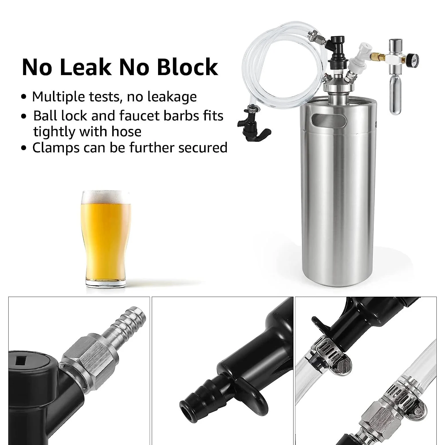 Llave de bola de 5 pies, llave de picnic, bloqueo de bola, línea de cerveza, línea de cerveza, desconexión de bloqueo de bola líquida, para dispensar cerveza sin fugas (paquete de 2)