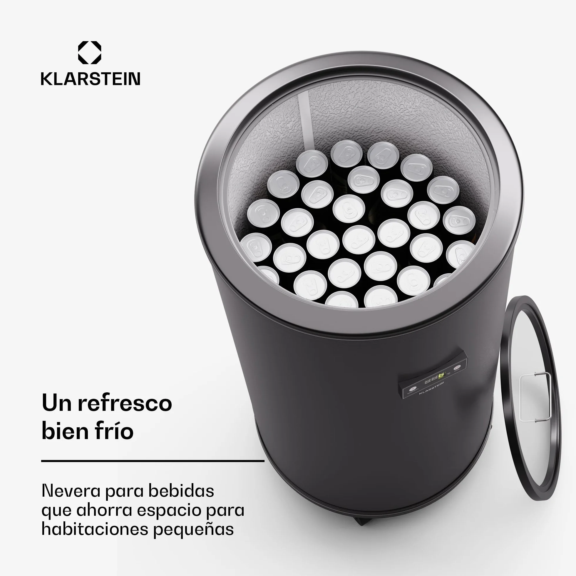 KLARSTEIN Beersafe L Nevera con pantalla LED, frigorífico de acero inoxidable, nevera de bebidas interior/exterior, nevera de vino 70 L
