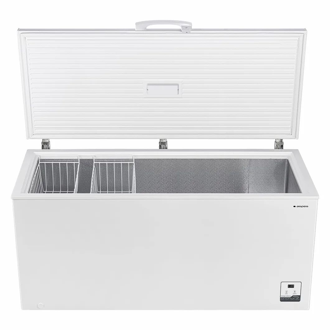 Aspes Congelador Horizontal Blanco ACHH5002EDC. Capacidad 500 Litros, Dual Cooling, 4 Star, Modo Super Congelación, Tecnología Digital, Puerta Abatible, 1 Cesta, Bajo nivel Sonoro, Clase E