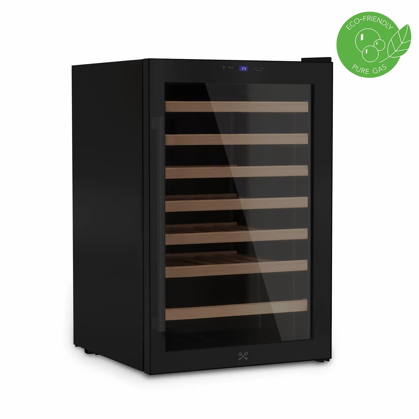 LES PETITS CHAMPS Vinoteca 48 Botellas CAVCB48 Black Edition, 128L, 6 Estantes de Madera, Ajustable de 4 a 18°C, Enfriamiento Termodinámico, Diseño Elegante, LED, Anti-UV