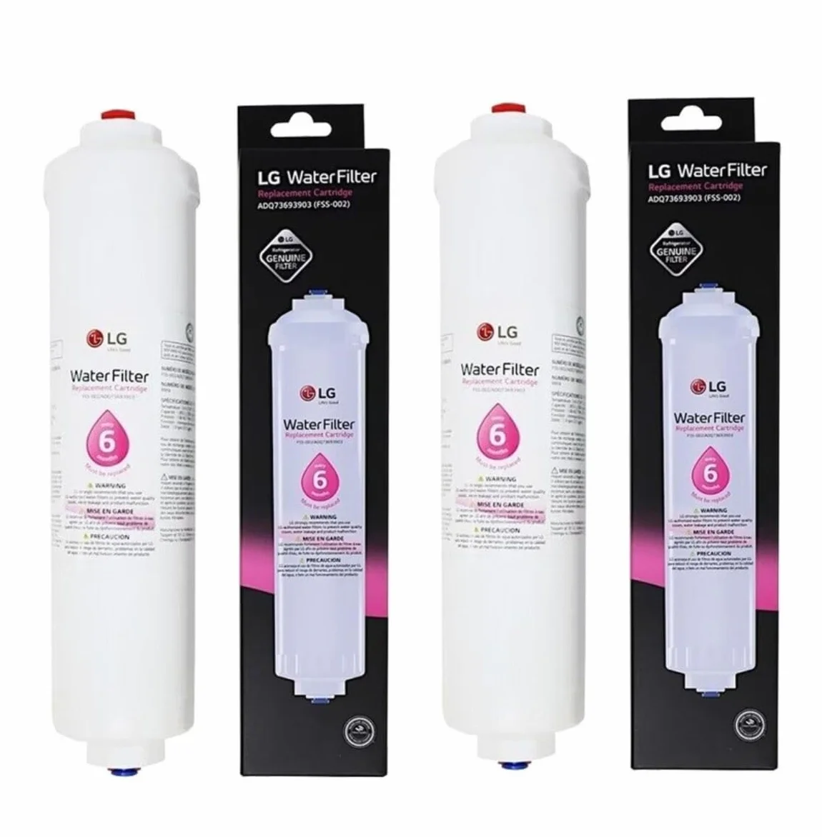LG ADQ73693901 Cartucho de filtro de agua de repuesto para refrigerador con ajuste a presión (paquete de 2)
