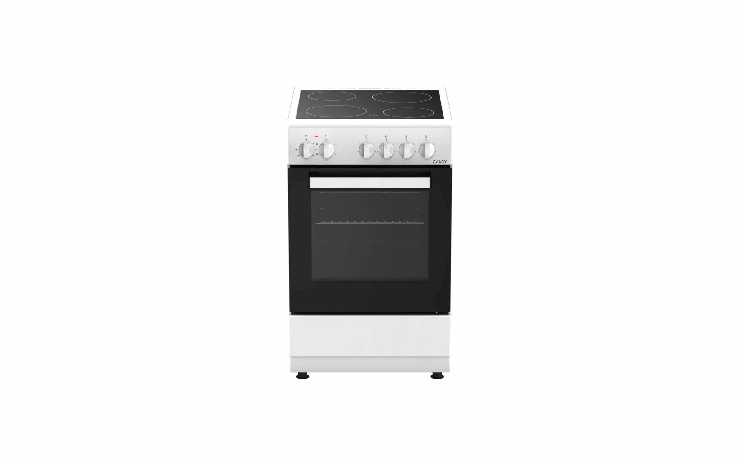 Candy CVE5436FEEW/E Cocina Libre Instalación 50cm, Horno Multifunción 43L con 6 Funciones, Vitrocerámica 4 Zonas, Mandos Independientes 4 para Vitrocerámica y 2 para Horno, Blanco