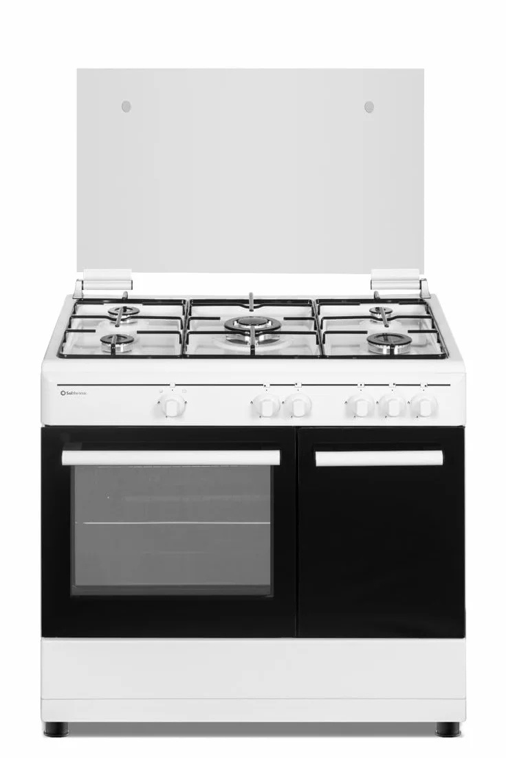 SOLTHERMIC F9LG50G2W COCINA GAS PORTABOMBONA BLANCA DISEÑO MODERNO / 5 FUEGOS/HORNO 64 L. / GAS BUTANO Y GAS CIUDAD