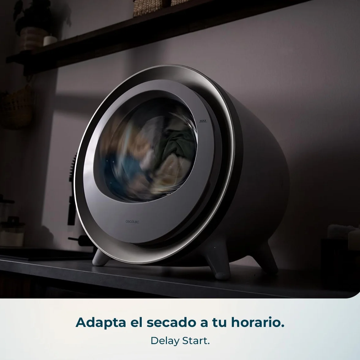 Cecotec Secadora Compacta Evacuación 3Kg Bolero DressCode Dry 3500V Gold. 8 Programas, Secado Automático Inteligente, Control Touch, Función UV Care, Tambor Inox, Antiarrugas, Blanco y Oro Cromado