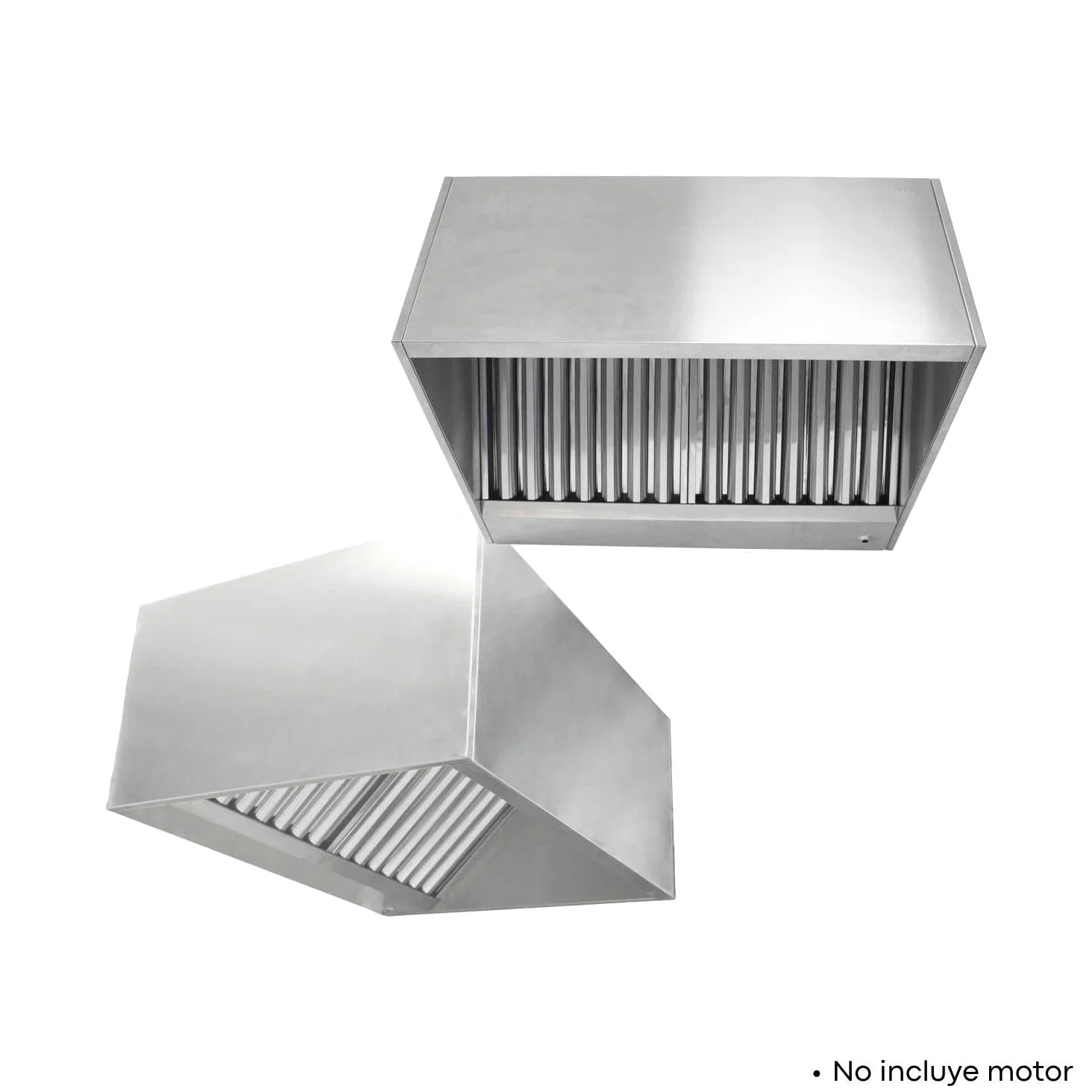 Campana Extractora Industrial Modelo Rectangular en Acero Inoxidable para Pared o Central a Techo - 4 Filtros - 2008mm