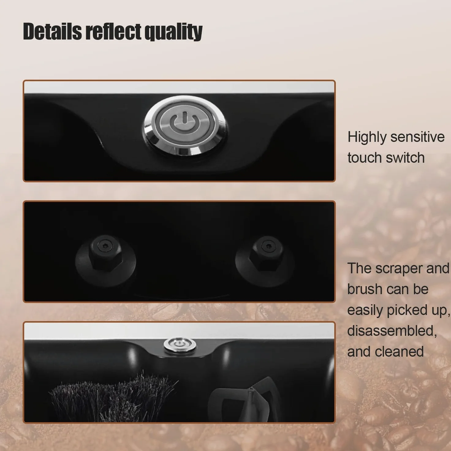 Limpiador eléctrico portafiltros 340 RPM Acero Inoxidable para cafeterías, Bares y cocinas White
