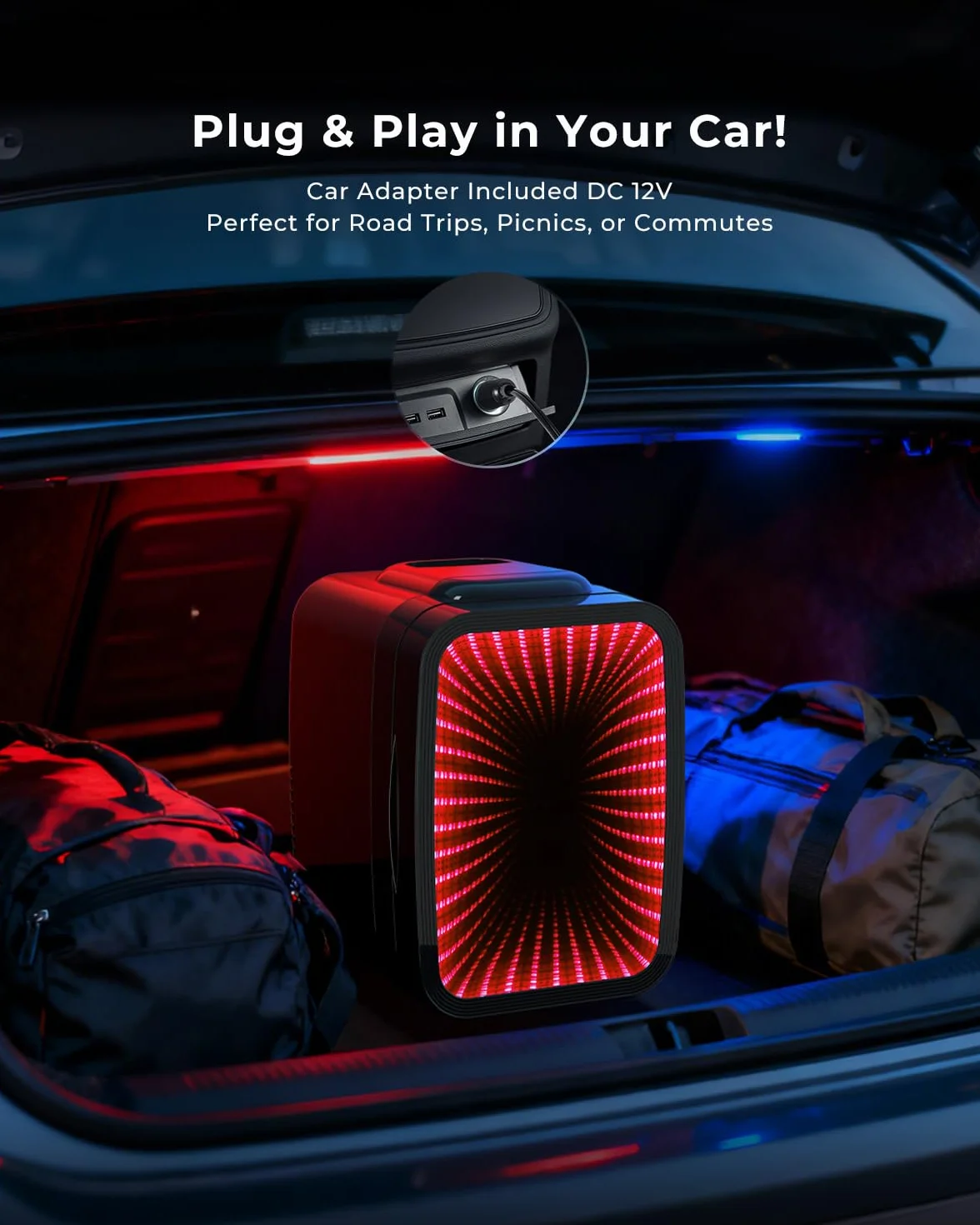 BEICHEN Mini Nevera, 4 L/6 latas, Silenciosa, 7 Modos de Luz RGB, 2 en 1 de Refrigeración y Conservación de Calor para Bebidas y Cuidado de La Piel, Mini Nevera para Gaming, Oficina, Coche (Negro)