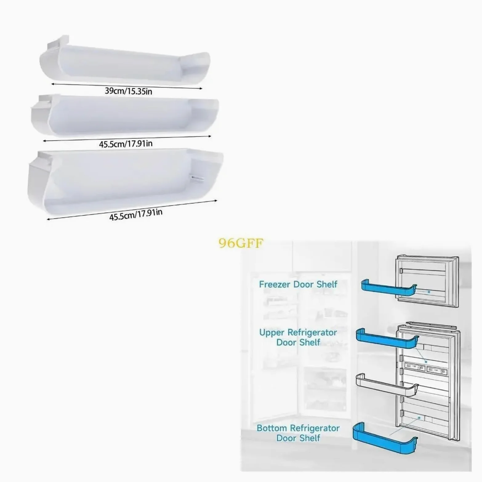 Generico Conjunto de repuesto for estante del refrigerador 96GF