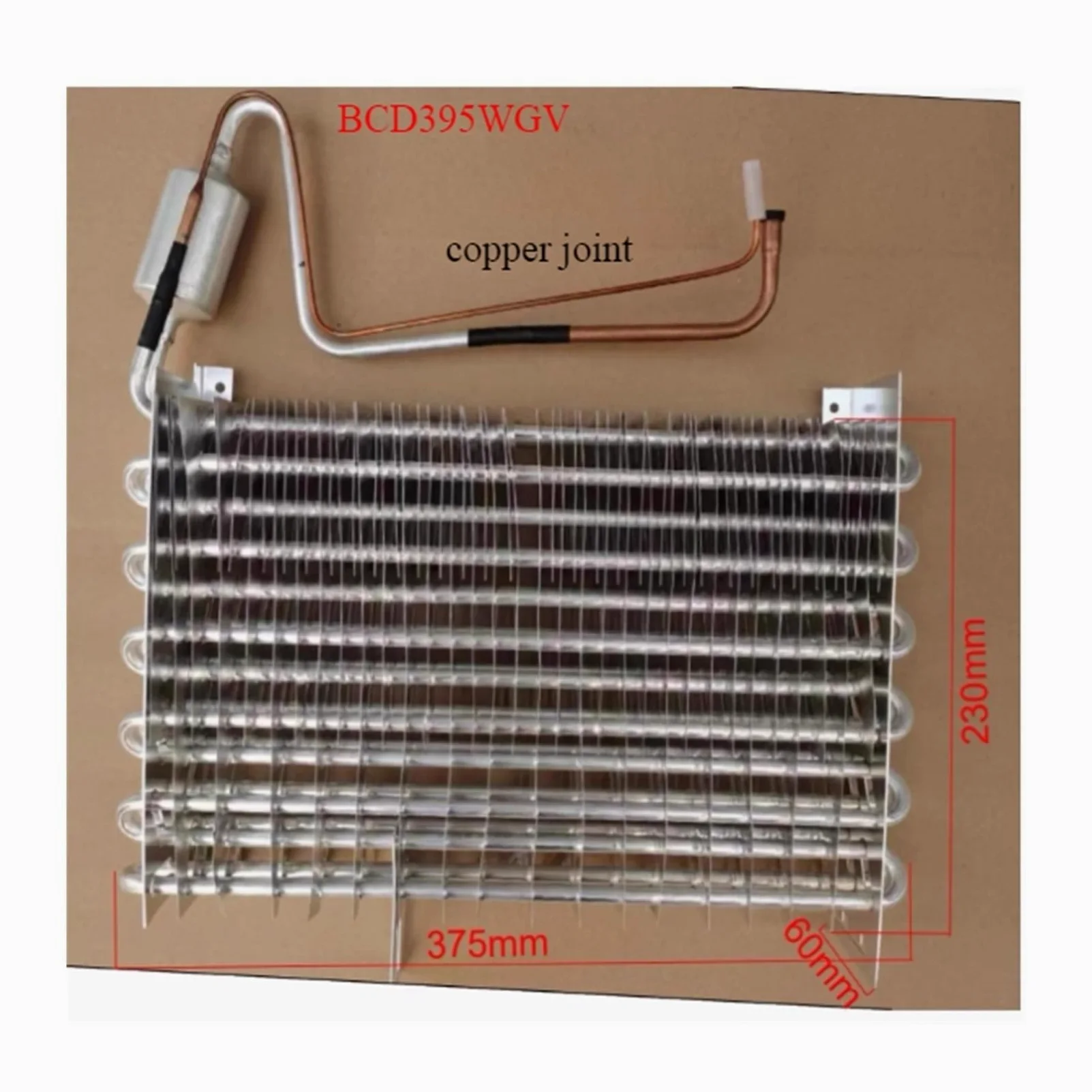 Bobina Del Condensador De Refrigeración,Compatible Con Haier | Compatible Con Xinfei Repuestos Del Condensador Del Evaporador Enfriado Por Aire(375x230mm BCD395WGV)