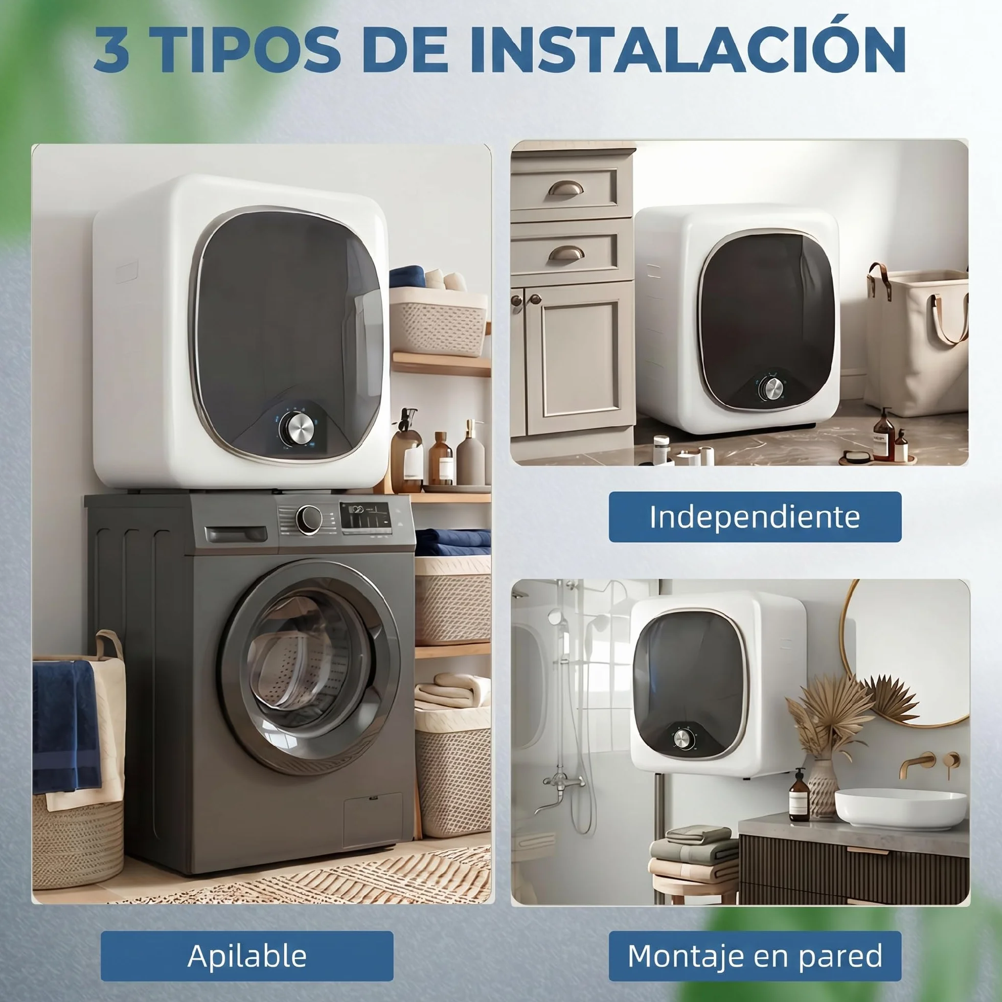 HOMCOM Secadora de Evacuación 4 KG 800W Carga Frontal Tambor Inoxidable Blanco