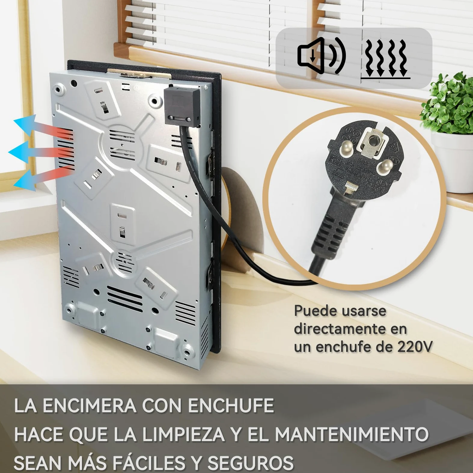 Hermitlux placa vitrocerámica 2 fuegos Compatible con Todos Utensilios | 3300W,30CM 9 niveles de potencia, control táctil, temporizador, seguro para niños, apta para todo tipo de sartenes