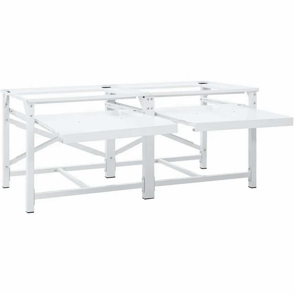 Soporte para lavadora de acero blanco 120 x 56 x 52 cm con 2 estantes y almohadillas antideslizantes de 200 kg para accesorios de lavadora