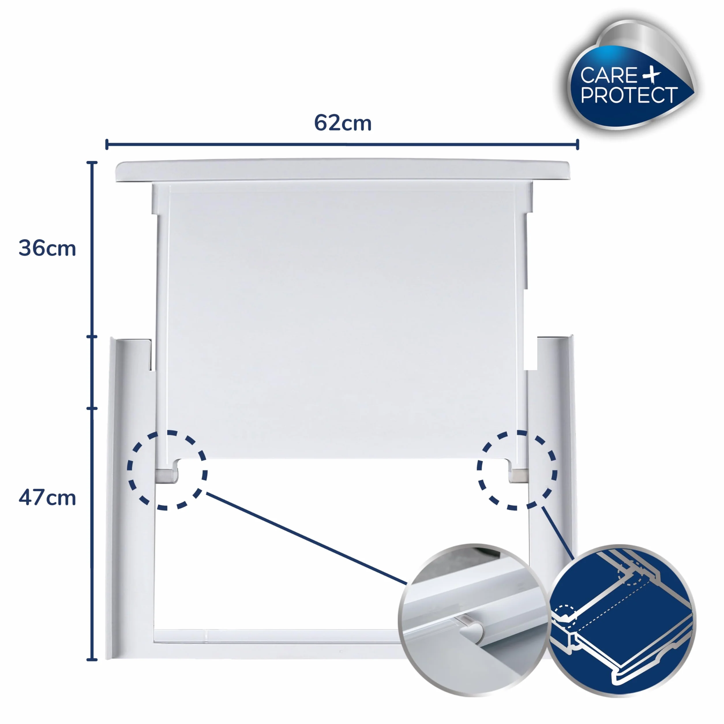C+P Kit de Unión Universal con Estante Deslizable para Lavadoras y Secadoras, Apto para Lavadoras con Profundidad de 47-62 cm, Fácil de Instalar, Blanco, Lavadoras con Panel Recto