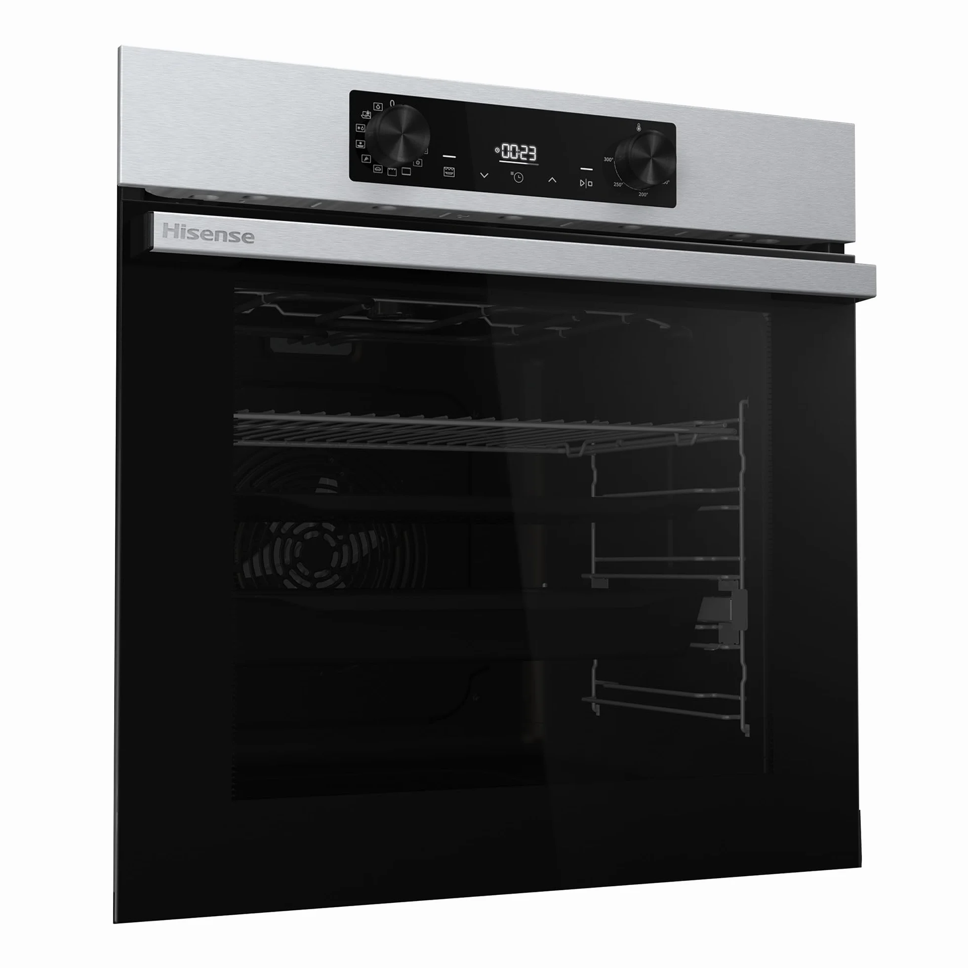 Hisense BI64216EPX - Horno Multifunción Pirolítico, Clase A++, 78L, Fondo 57cm, Guía Telescópica, Calentamiento Rápido, Apertura Y Cierre Suave de Puerta, Air Fry, Modo Pizza, Modo Congelados, Inox