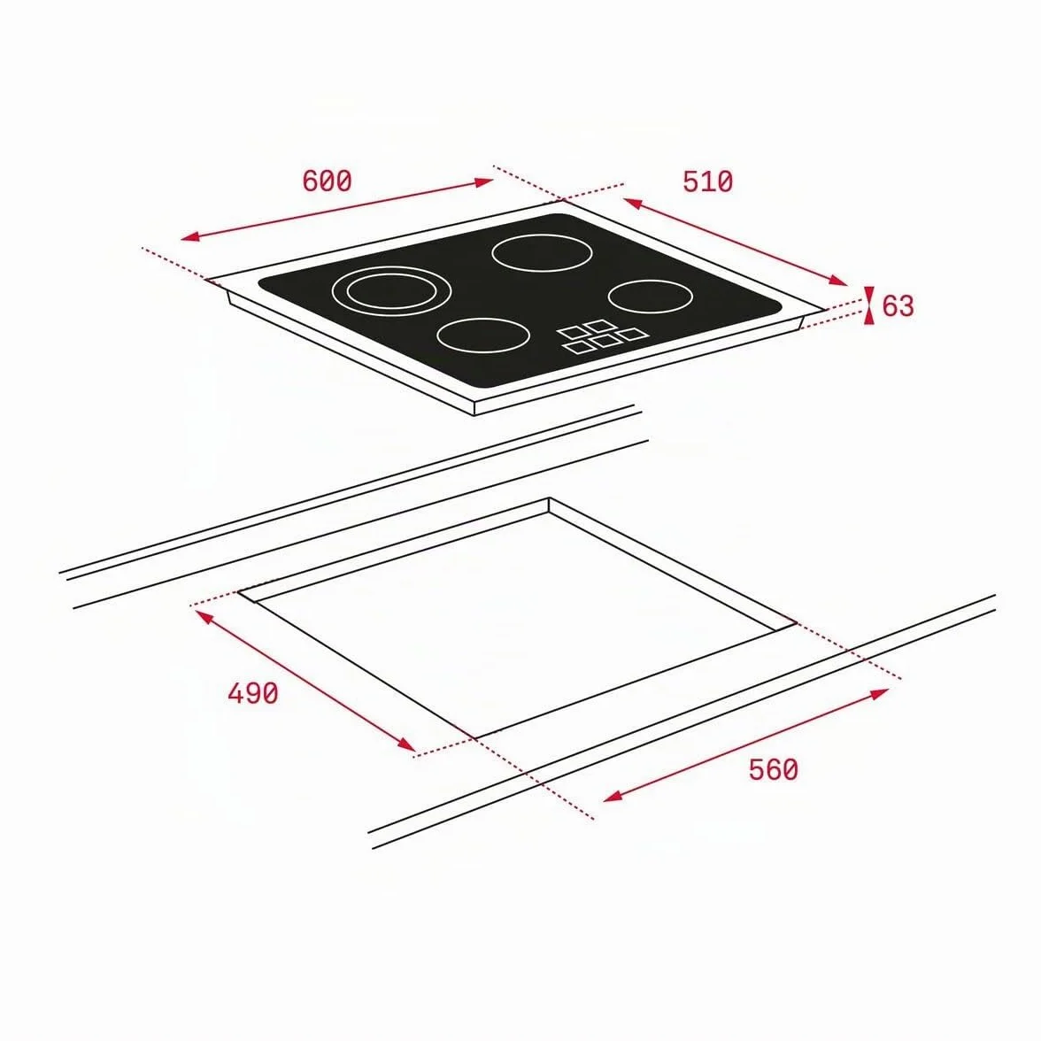 TEKA Placa Vitrocerámica 60 cm, 4 Fuegos, Touch Control Multislider, Indicador de Calor Residual, Función Stop & Go, Modelo TB 6415