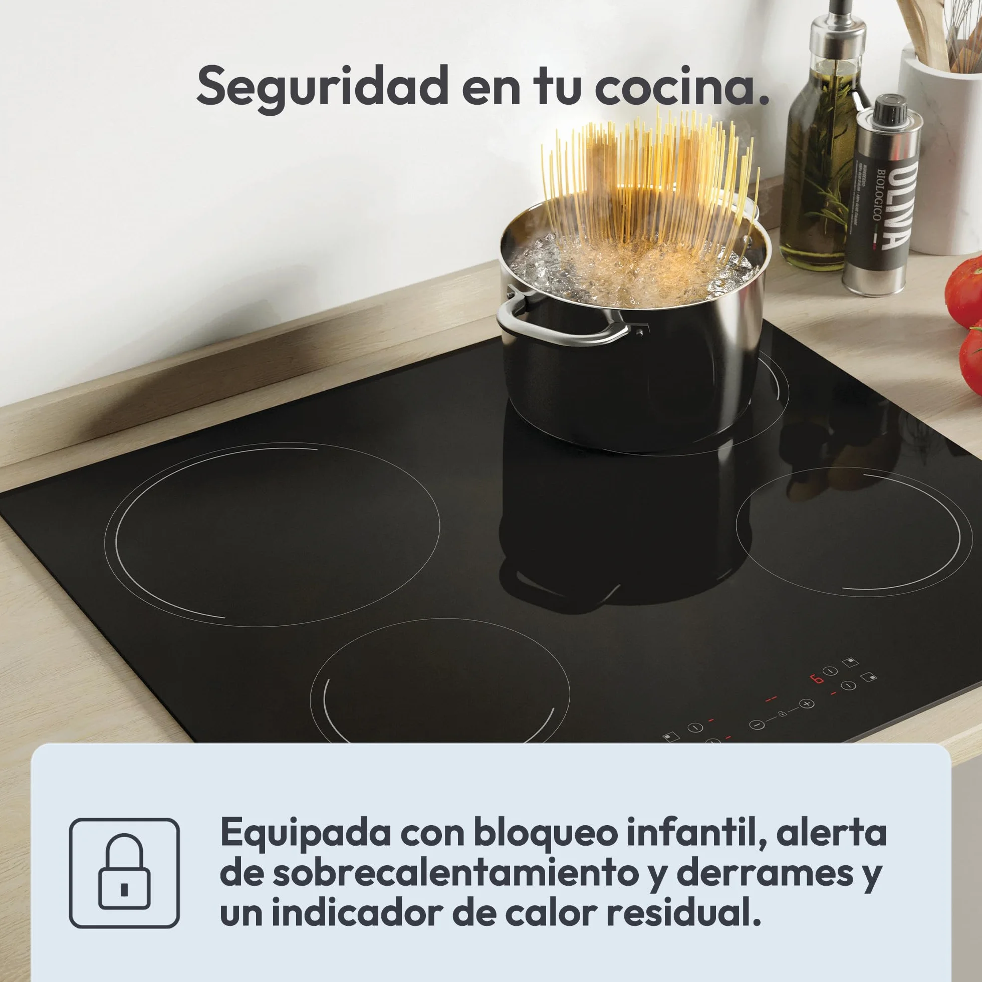 Candy Idea CH64CCB 4U2 Placa Vitrocerámica 60cm 6,5KW 10 Niveles Potencia Negro