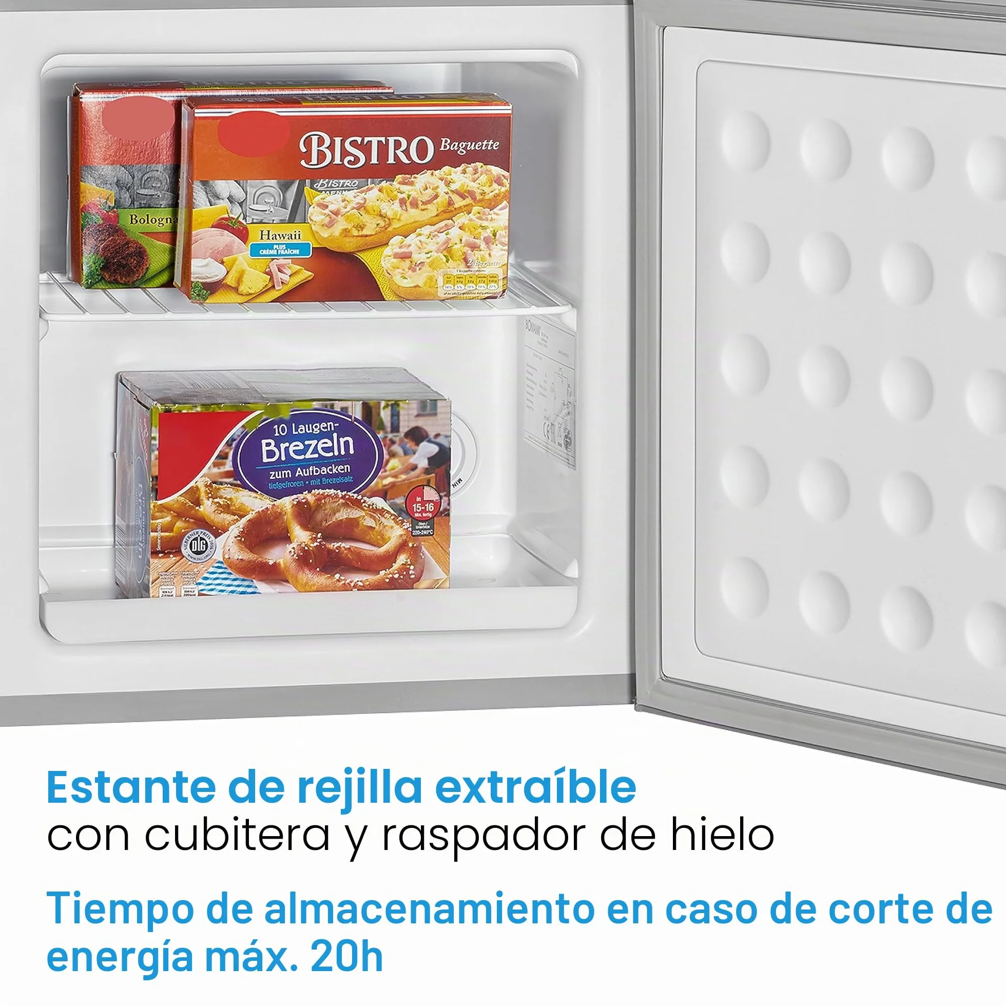Bomann Freezerbox 31L Contenido útil | Congelador pequeño con rejilla | tope de puerta intercambiable y control de temperatura continuo | Mini congelador con 4 estrellas | GB 341.1 inox