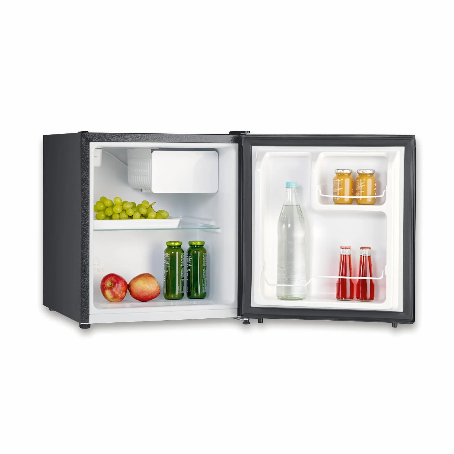 SEVERIN Mini nevera con compartimento de baja temperatura, nevera pequeña con estante intermedio, mini frigorífico de bajo consumo para hogares pequeños, 45 litros, negro, KB 8879