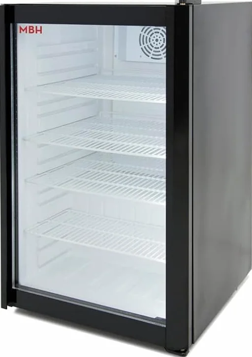 MBH - Nevera expositora profesional 120 litros con puerta de cristal para hostelería. Frigorífico expositor botellero pequeño para bebidas.