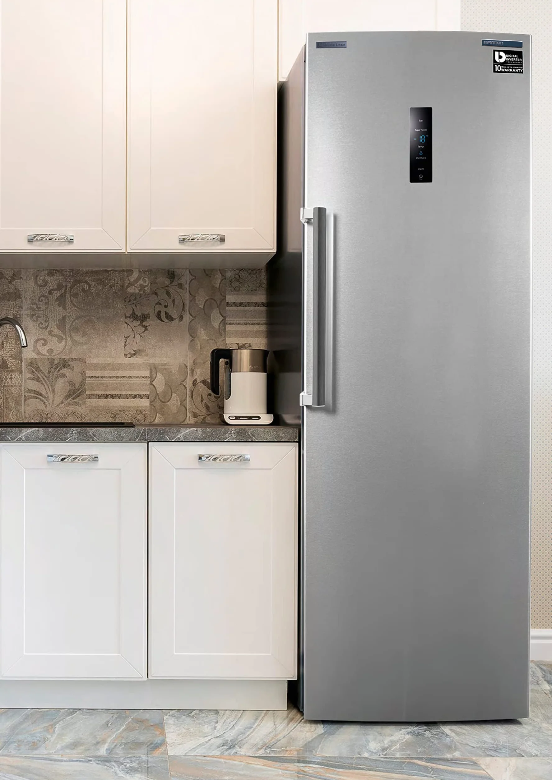 INFINITON CV-1HE85 Congelador vertical Inox 274 litros Inverter No Frost A++