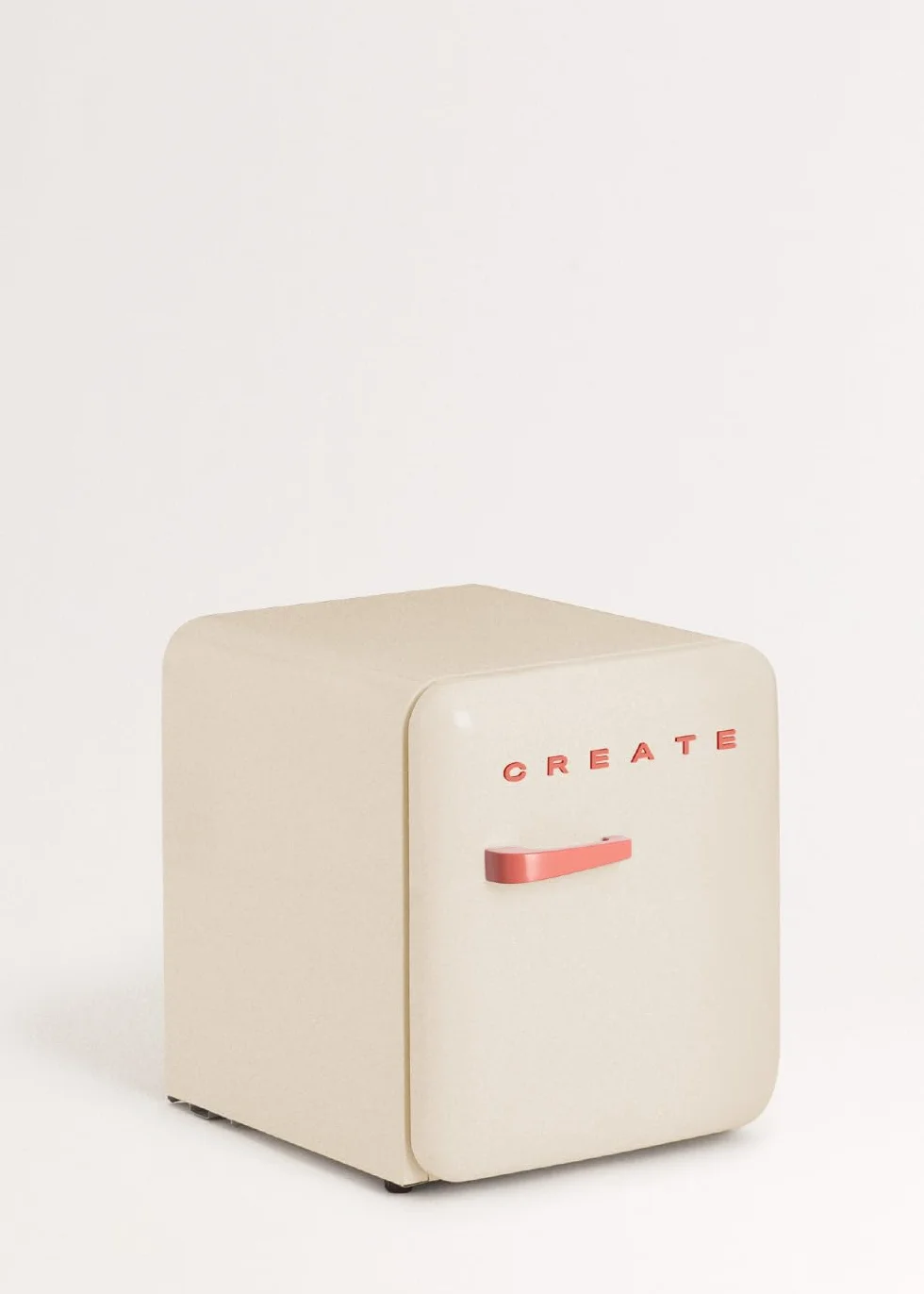 CREATE / RETRO FRIDGE 50 TERRACOTA/Frigorífico blanco roto maneta terracota / 85W, minibar, un estante, diseño retro, 50 cm, dos repisas, capacidad de 48L, bajo consumo, 50x44x49,8 cm