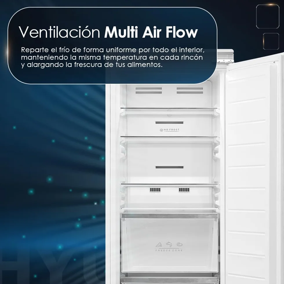 Hyundai Congelador Vertical Blanco HCVI17754ND00. Capacidad 212 Litros, Puerta Reversible, Bajo Nivel Sonoro, Eficiencia Energética Clase D