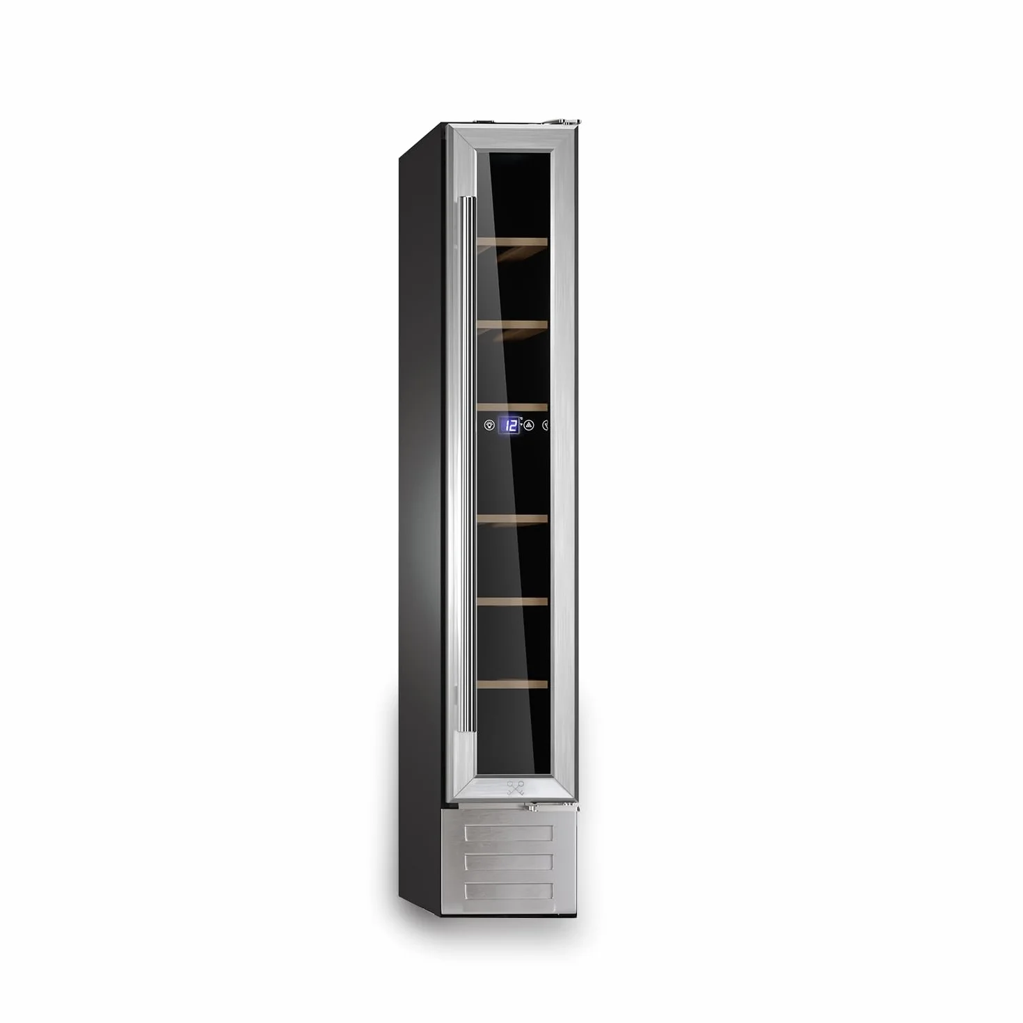 LES PETITS CHAMPS Cantina para 7 botellas CAVSE7 Capacidad de 22L, Puerta de acero inoxidable, Regulación de temperatura de 5°C a 22°C, Iluminación LED, Anti-UV, 6 estantes