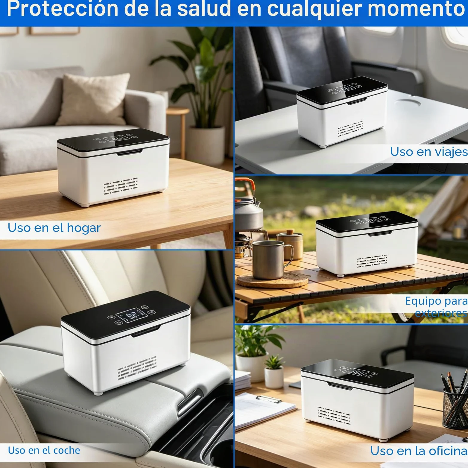 Nevera portátil de insulina, 2 – 8 °C, refrigerador de medicina con batería de 2 x 10200 mAh y bolsa de transporte, advertencia inteligente de batería, bolsa de insulina para casa, coche y