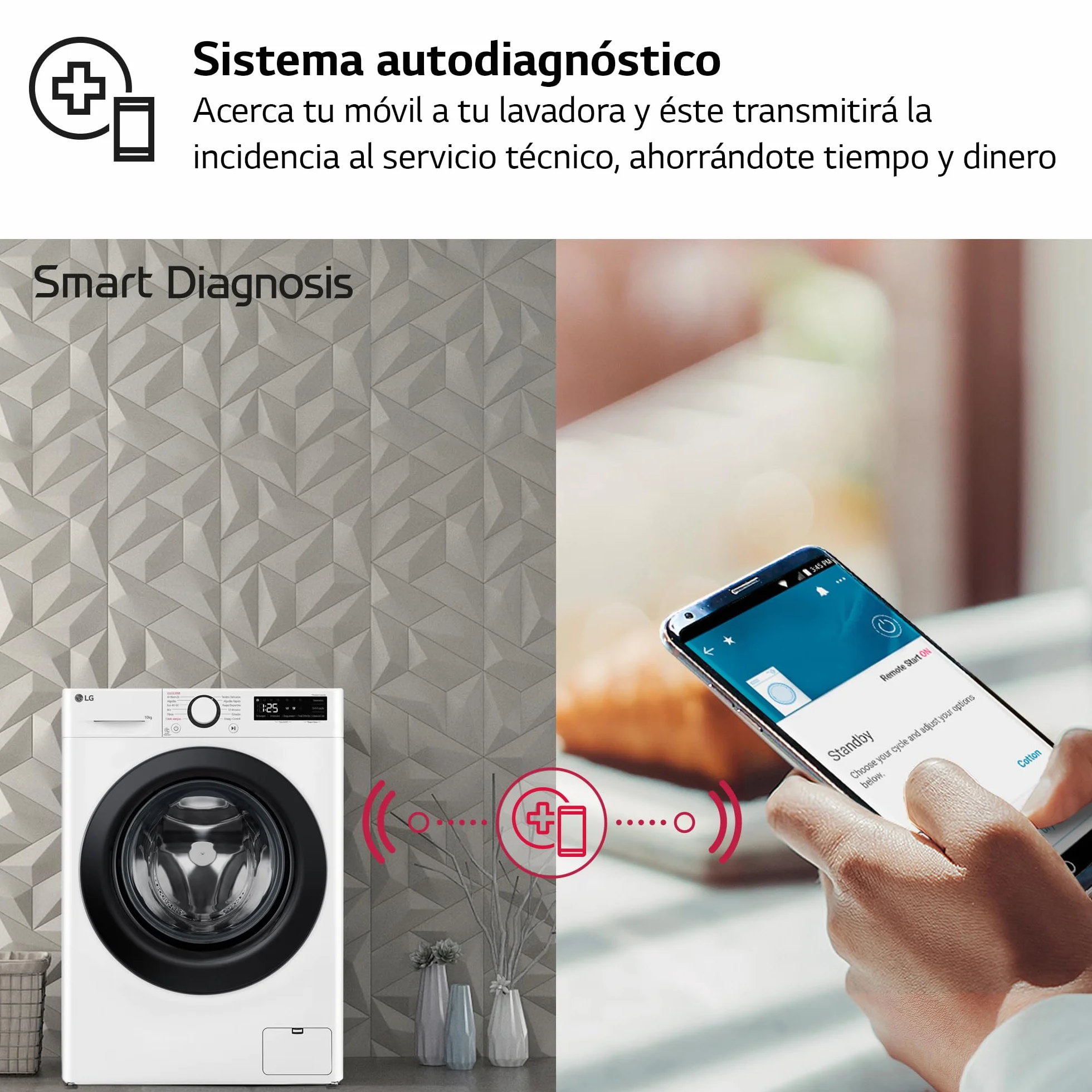 LG F4WR5010A6W - Lavadora Inteligente, 10kg, AI Direct Drive, 1400rpm, Vapor Steam, Clasificación A, Serie 500, Color Blanco