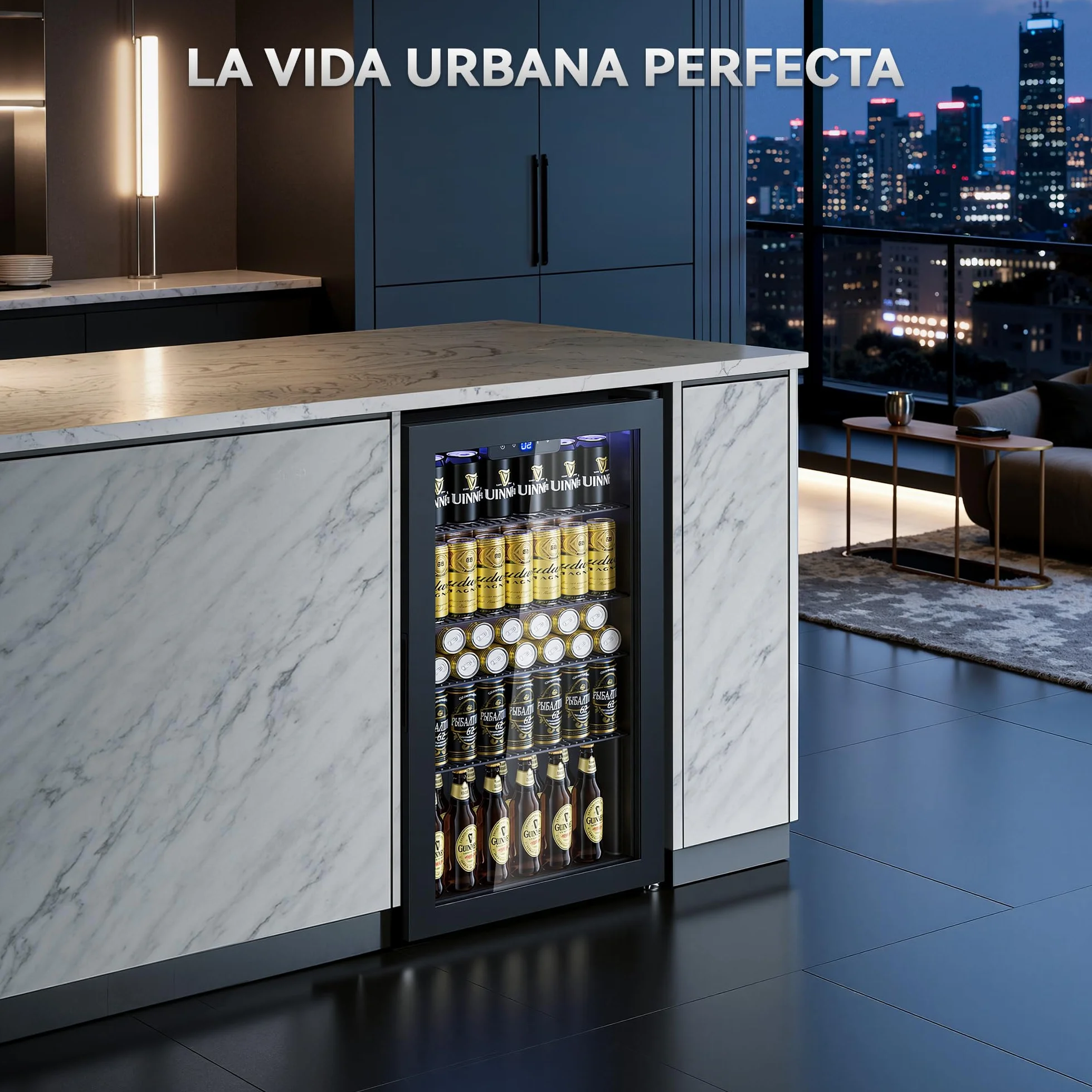 TRIUMPHKEY Frigorífico para Bebidas 86L con Puerta de Cristal, Mini Nevera para Bebidas con 4 Estantes Ajustables, Capacidad para 130 Latas, Ideal para Cerveza, Refrescos, Hogar, Bar y Oficina