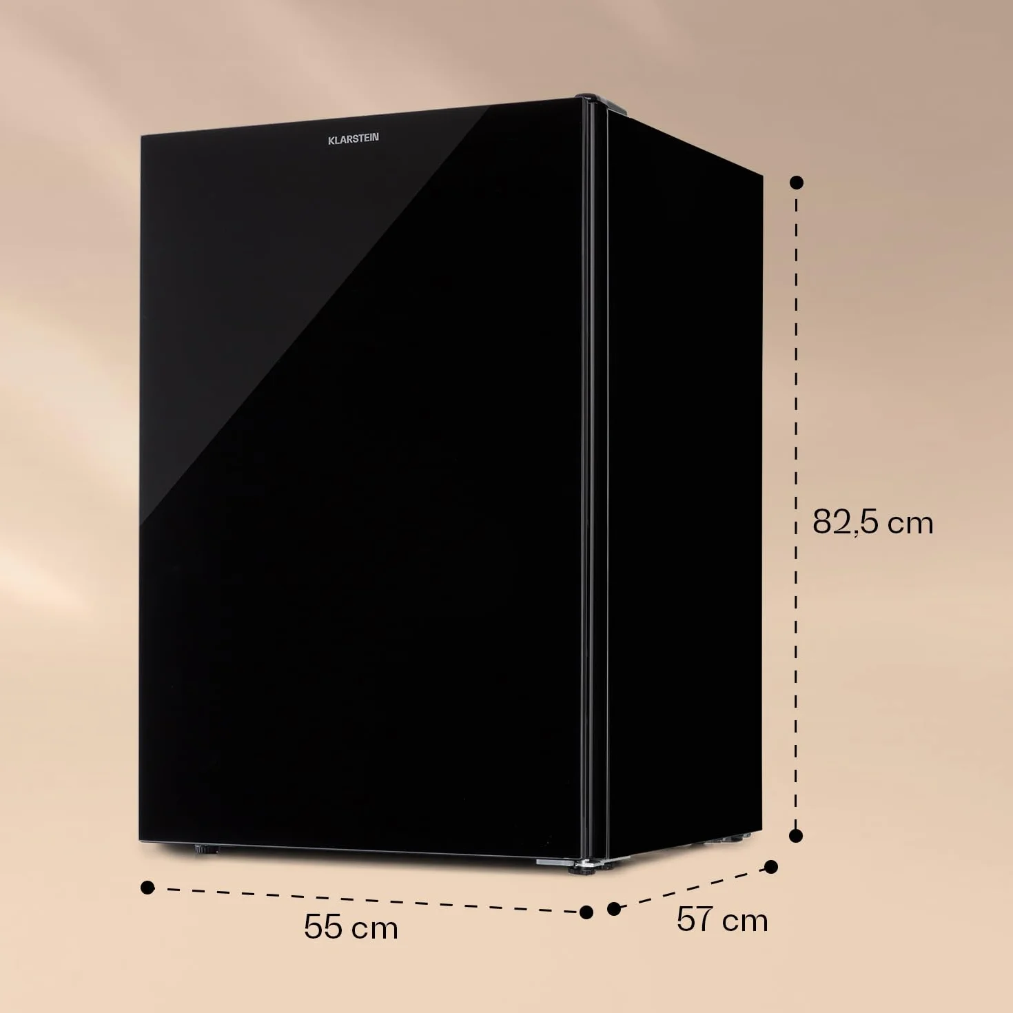 Klarstein Pluto - congelador, puerta frontal, 1 balda, termostato con 5 niveles, hasta -18 °C, patas regulables en altura, 39 dB, 80 litros de capacidad, negro