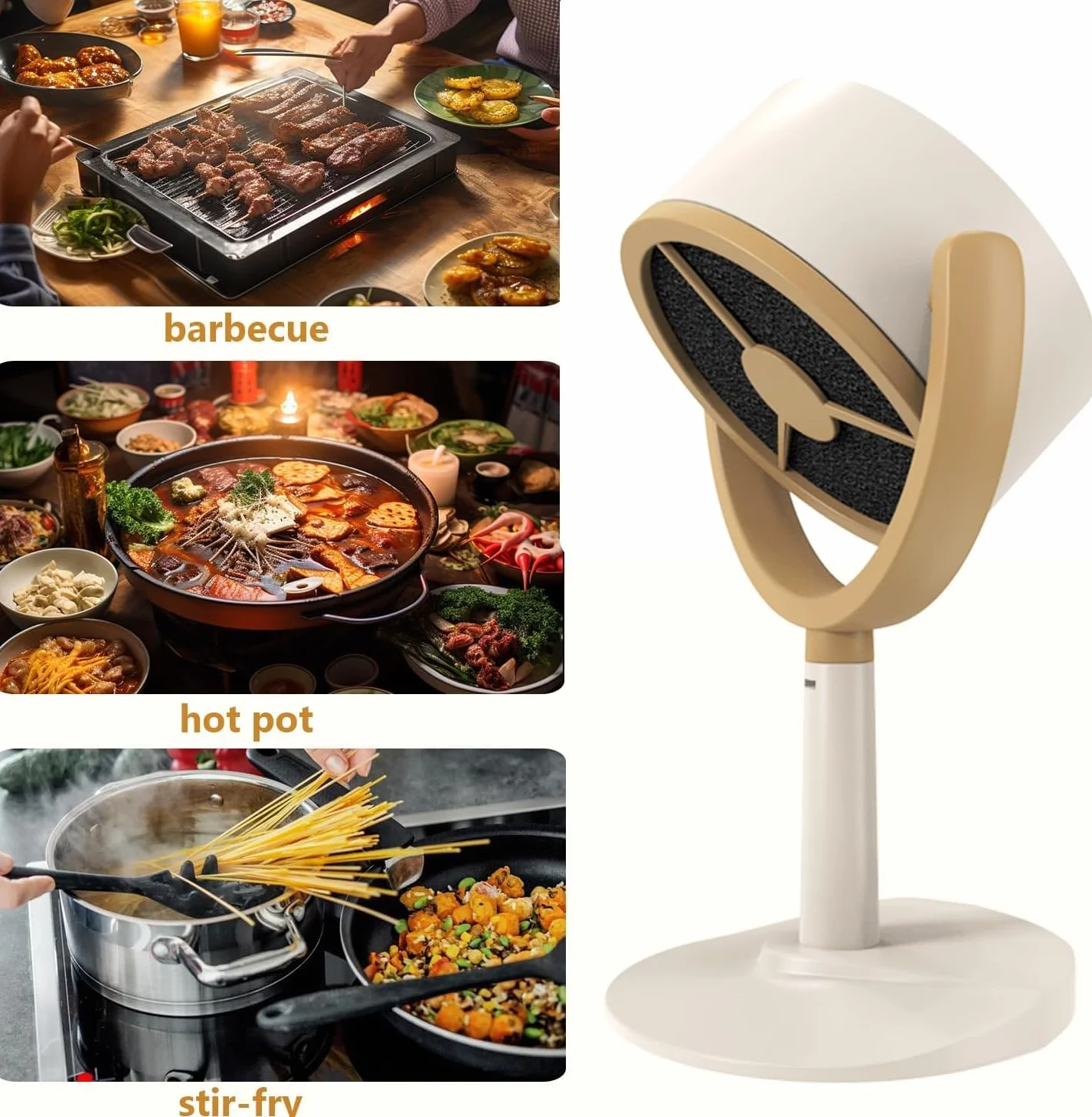 Campana Extractora Portátil, Mini Campana Extractora Movible, Campana Extractora de Mesa de ángulo Ajustable con 2 Filtros Extraíbles para el Hogar, Cocina, Camping, Barbacoa, Estofado, RV