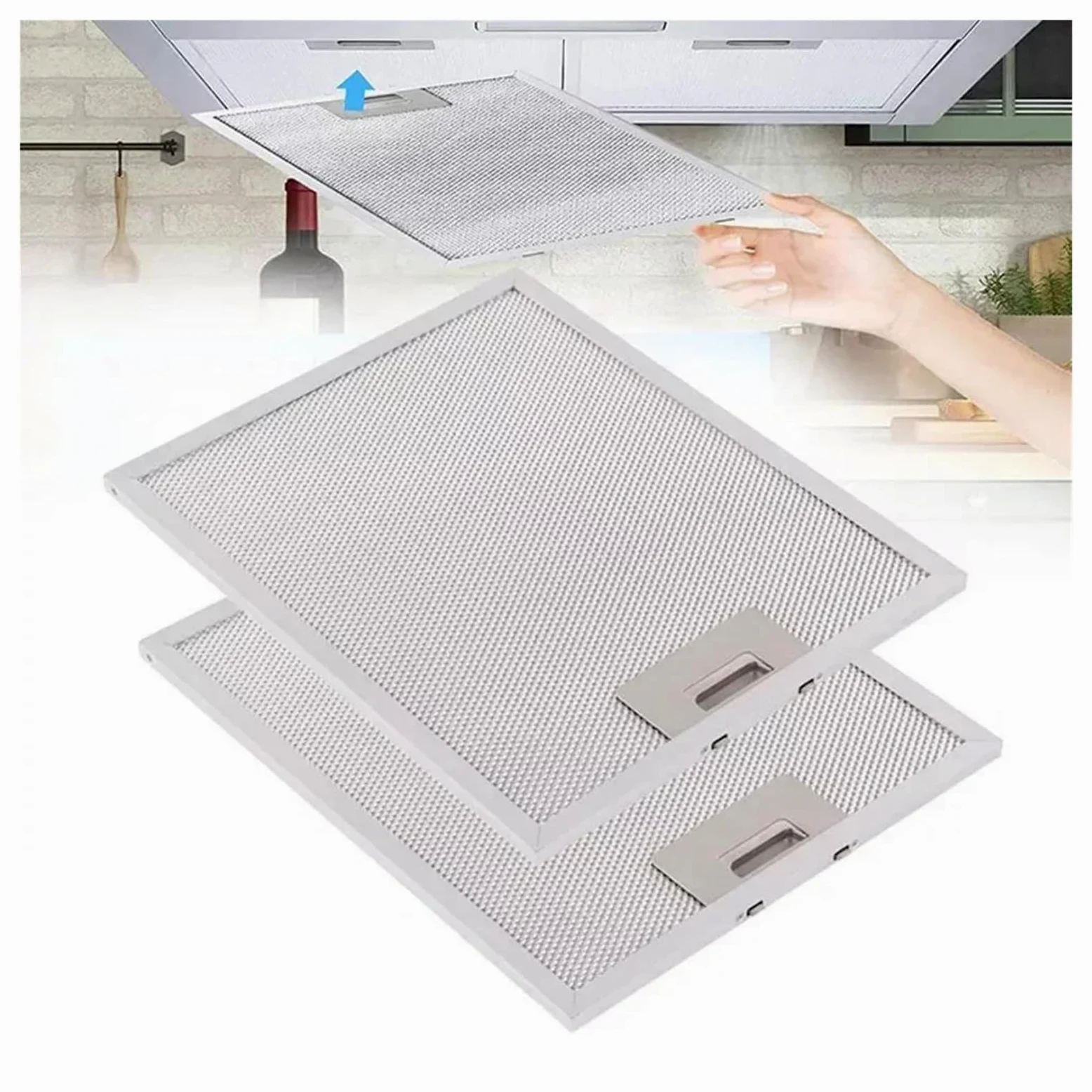 2PCS Filtro De Campana Extractora Malla Campanas Extractoras Filtros Ventilación Accesorios 5 Capas Filtración Grasa Aluminizada 318 X 258 9 Mm Pieza Del Ventilador Extractor