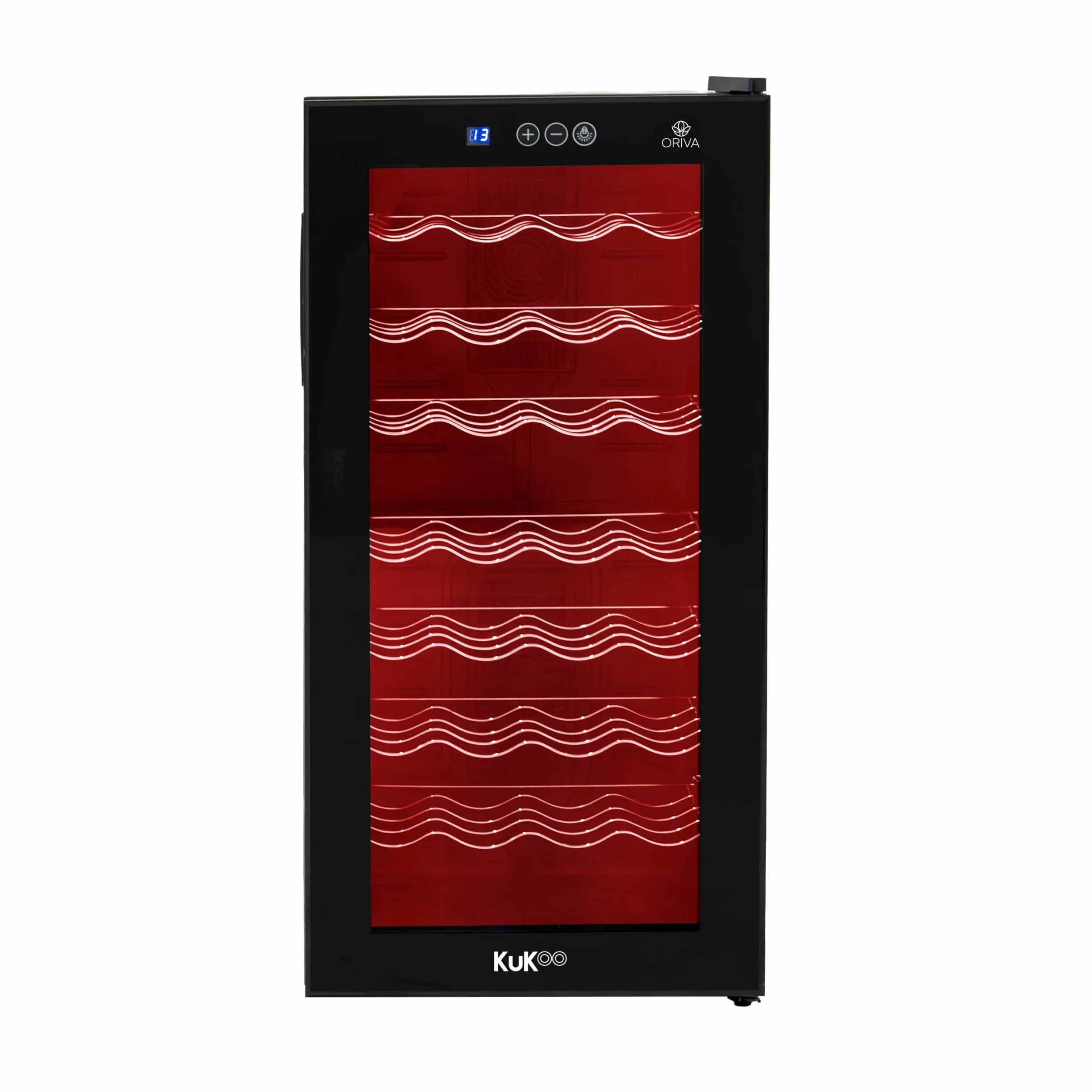 Vinoteca Oriva 78L | Capacidad 28 botellas | LED multicolor sincronizable con música | Control digital |Refrigeración termoeléctrica 8–18 °C | Mando a distancia | Diseño moderno silencioso y compacto