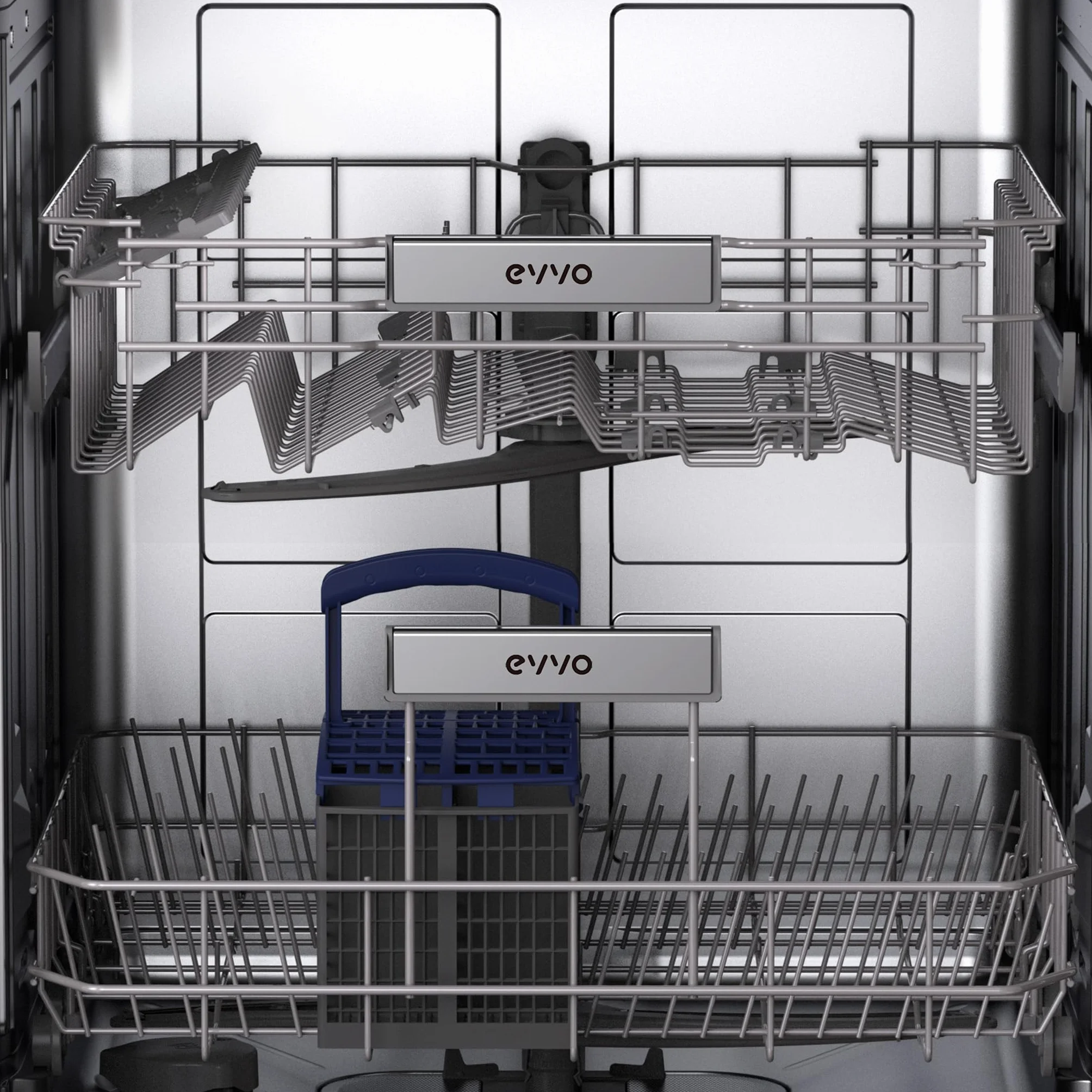 Lavavajillas EVVO D1Y - 60 cm, 13 Servicios, Clase Energética C, 6 Programas, Funcionamiento Silencioso, Apertura Automática, Media Carga, Inicio Diferido 24h, Bloqueo Infantil