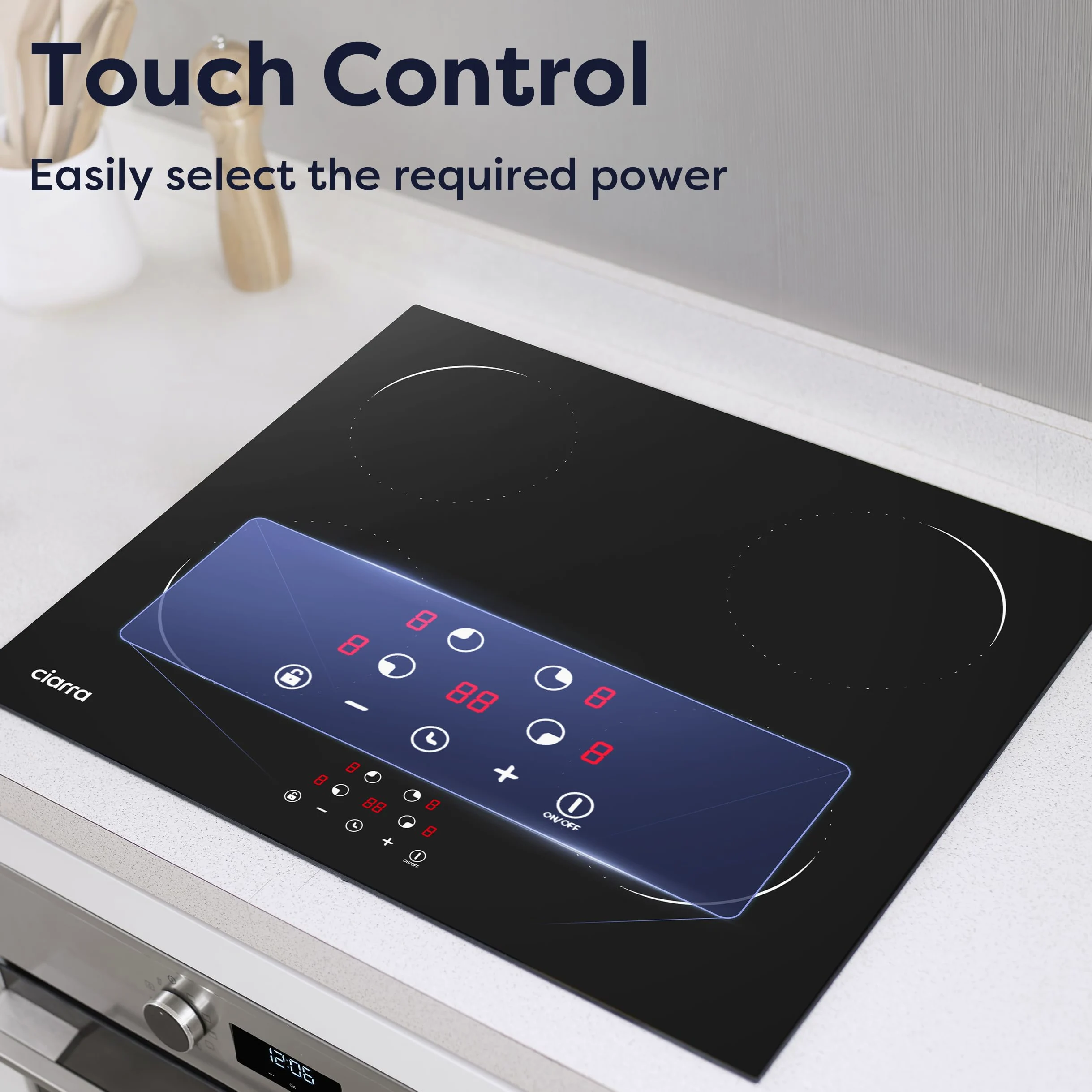 Ciarra Placa Vitroceramica Induccion 4 Fuegos 6000W 60cm, AWBBIH4-C | 9 Niveles,Temporizador, Bloqueo Infantil, Control Táctil, Indicador Calor Residual