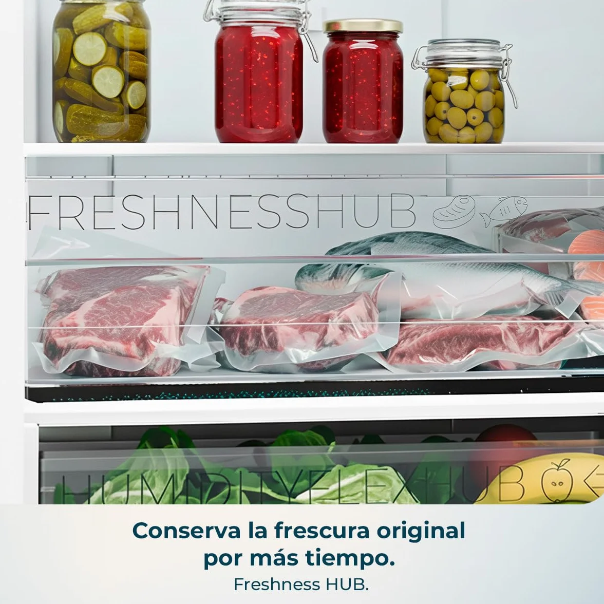 Cecotec Frigorífico Combi 322L Bolero CoolMarket Combi 322i Inox D. 185,5cm de Alto, 59,5cm de Ancho, Tecnología Multi Airflow, HumidityFlex HUB, LED Interior