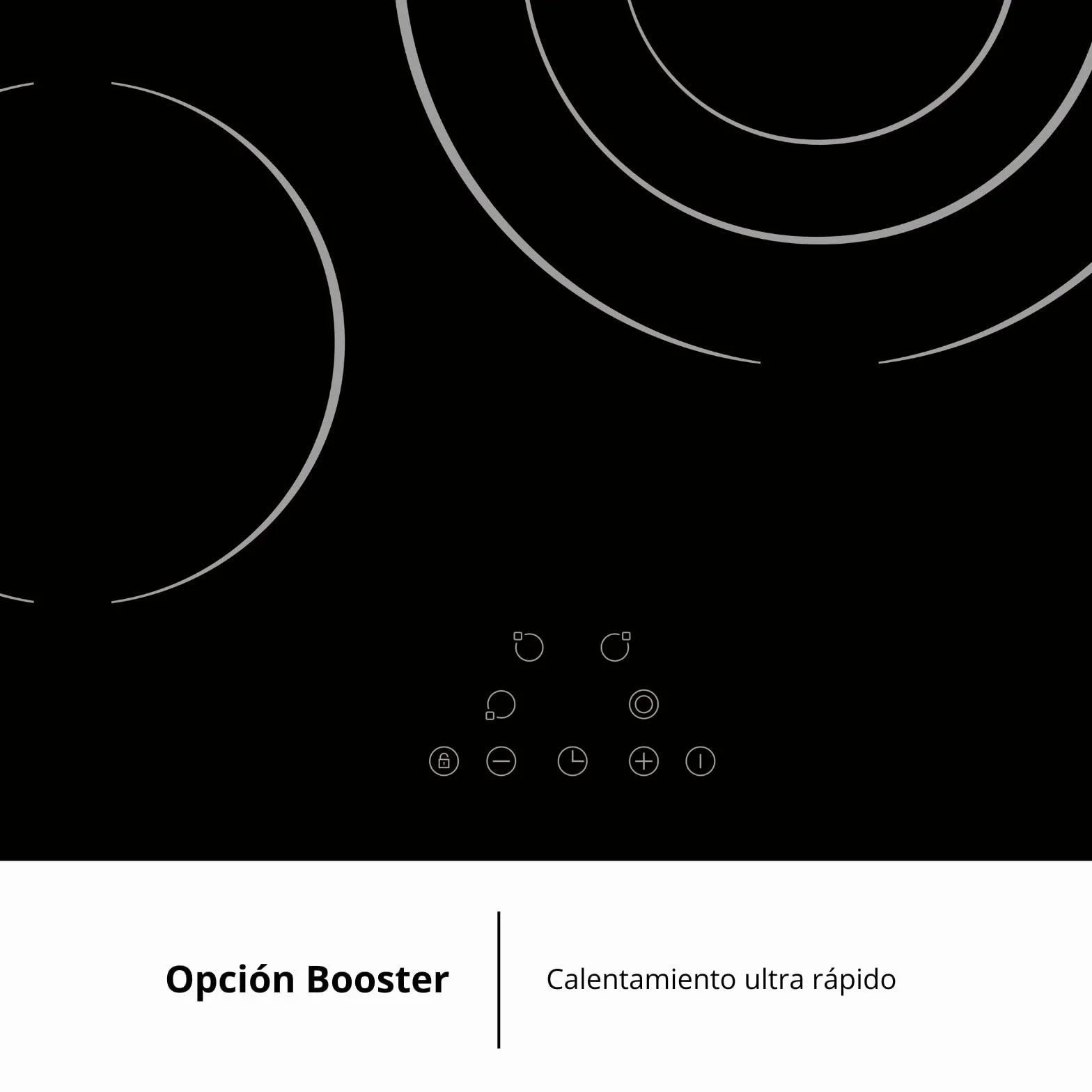 Corberó - Placa Vitrocerámica | CCVG3BL574 | 60 cm | 5700 W | 3 Zonas | Control Touch, Desconexión Automática, Bloqueo Infantil | Negro