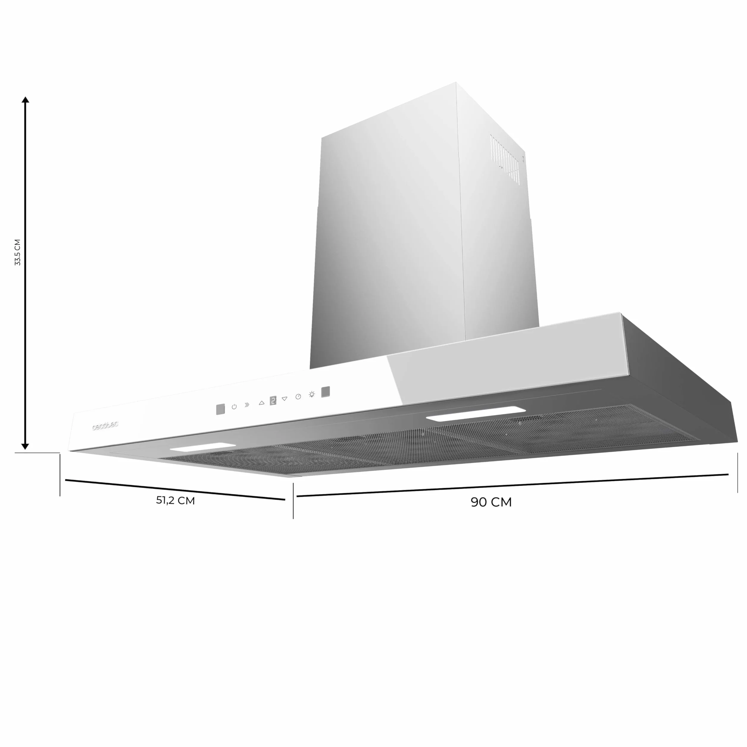 Cecotec Campana Extractora 90 cm Bolero Flux TT 905500 Glass White A++ 70W 550m³/h Control Táctil LED