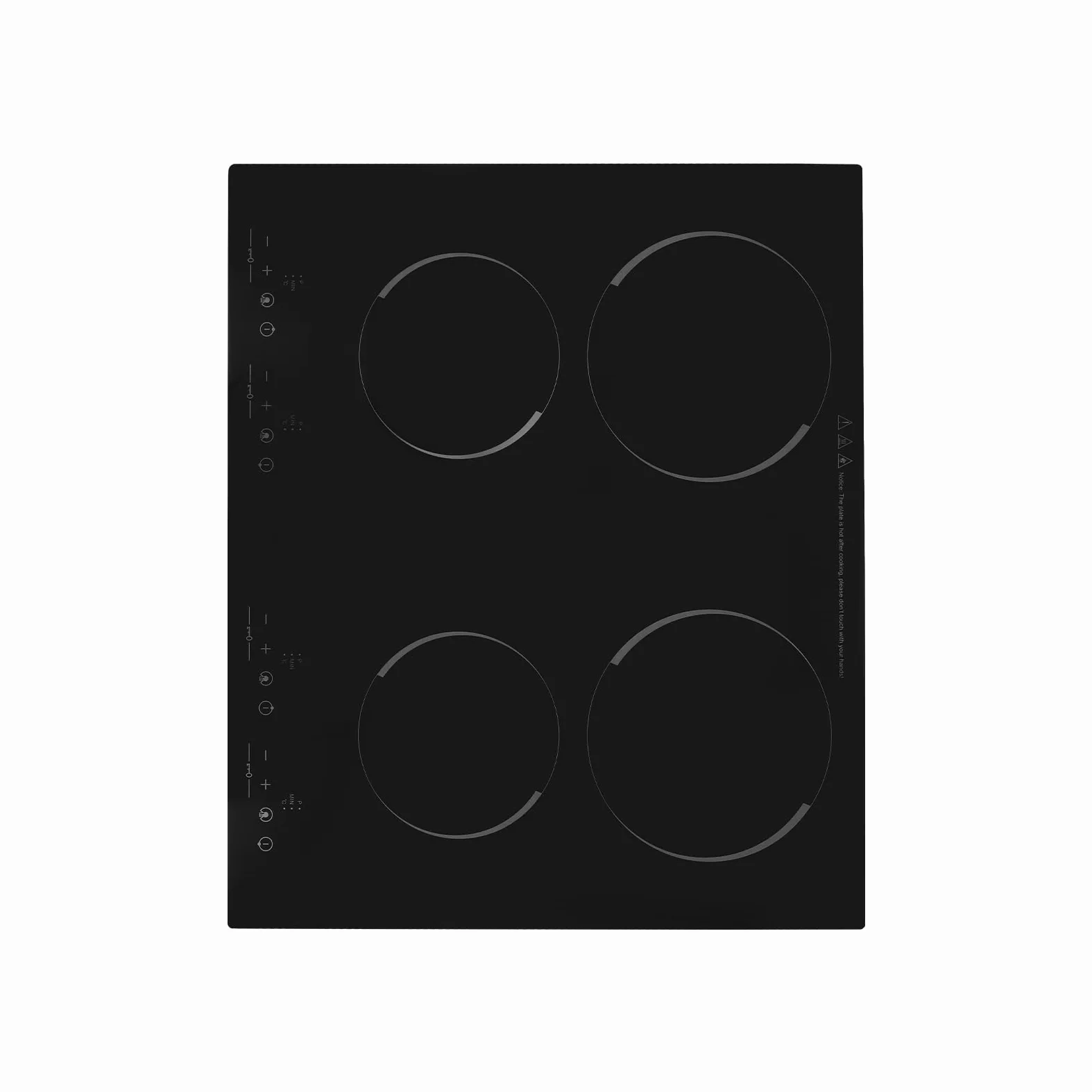Placa vitrocerámica de 4 zonas, 6000 W, 60 cm de inducción, con sensor táctil de control, placa de cocción empotrable, sin marco, para teteras, ollas de aluminio, ollas de cristal, etc.