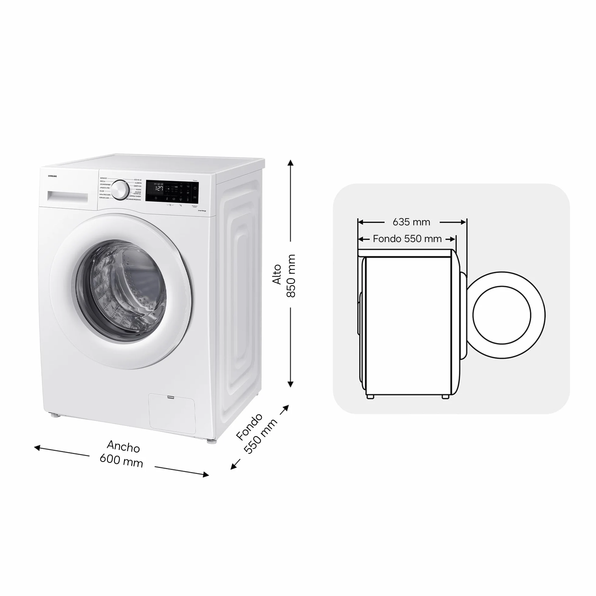 SAMSUNG WW90CGC04DTEEC Lavadora 9KG AI EcoBubble SmartThings Inteligencia Artificial Clase A Blanco
