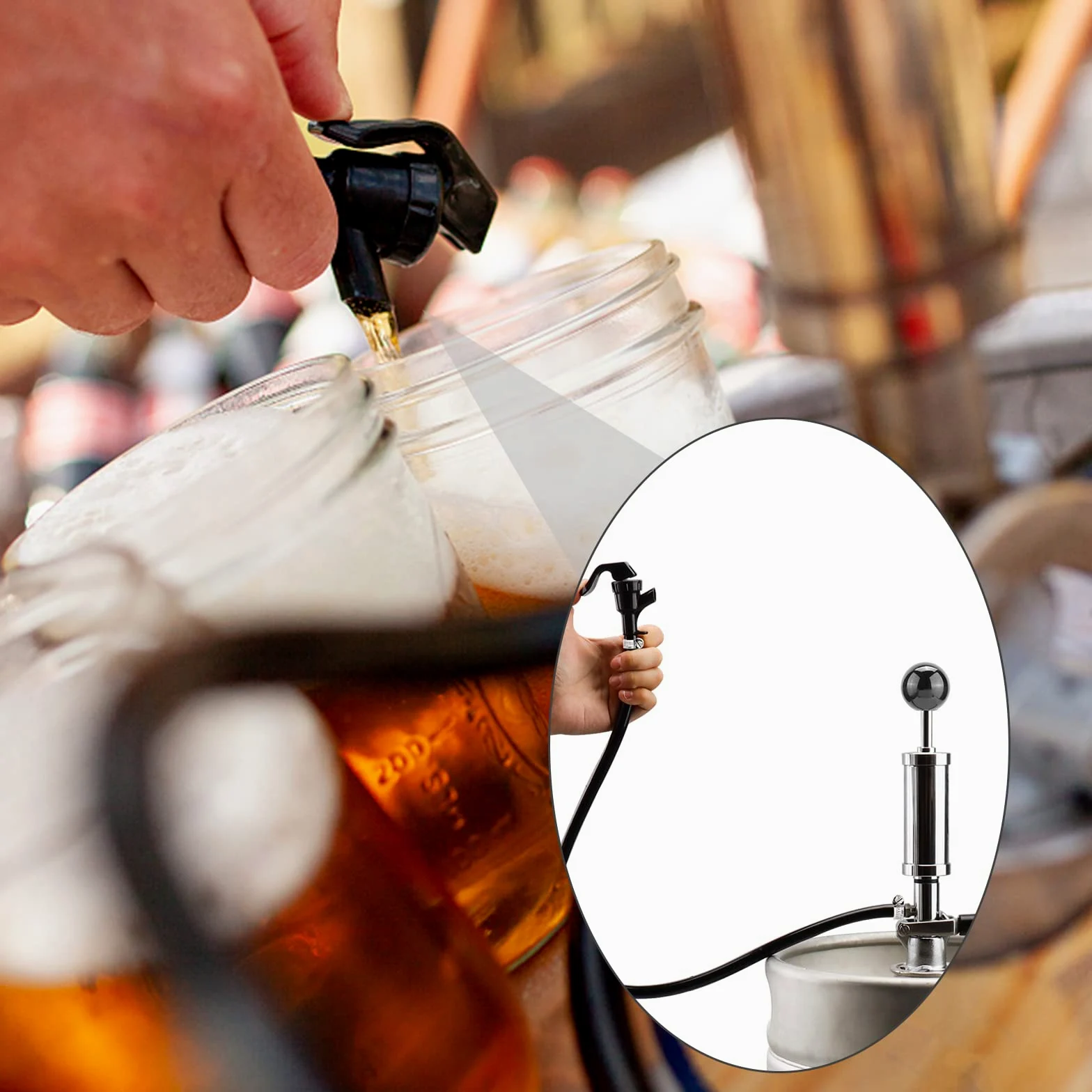MRbrew 8 grifos de picnic, grifo de picnic, grifo de fiesta de barril de plástico para dispensar cerveza de barril para cerveza casera Cornelius Keg llave dispensador de línea de bloqueo de bola llave